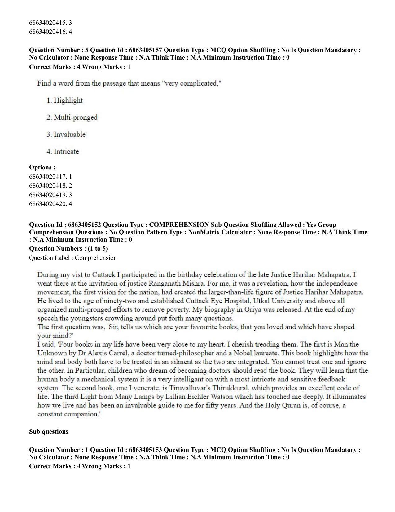CUET PG 2023: LAQP27 – Odia - Shift 1 (5-06-2023) Question Paper - Page 4