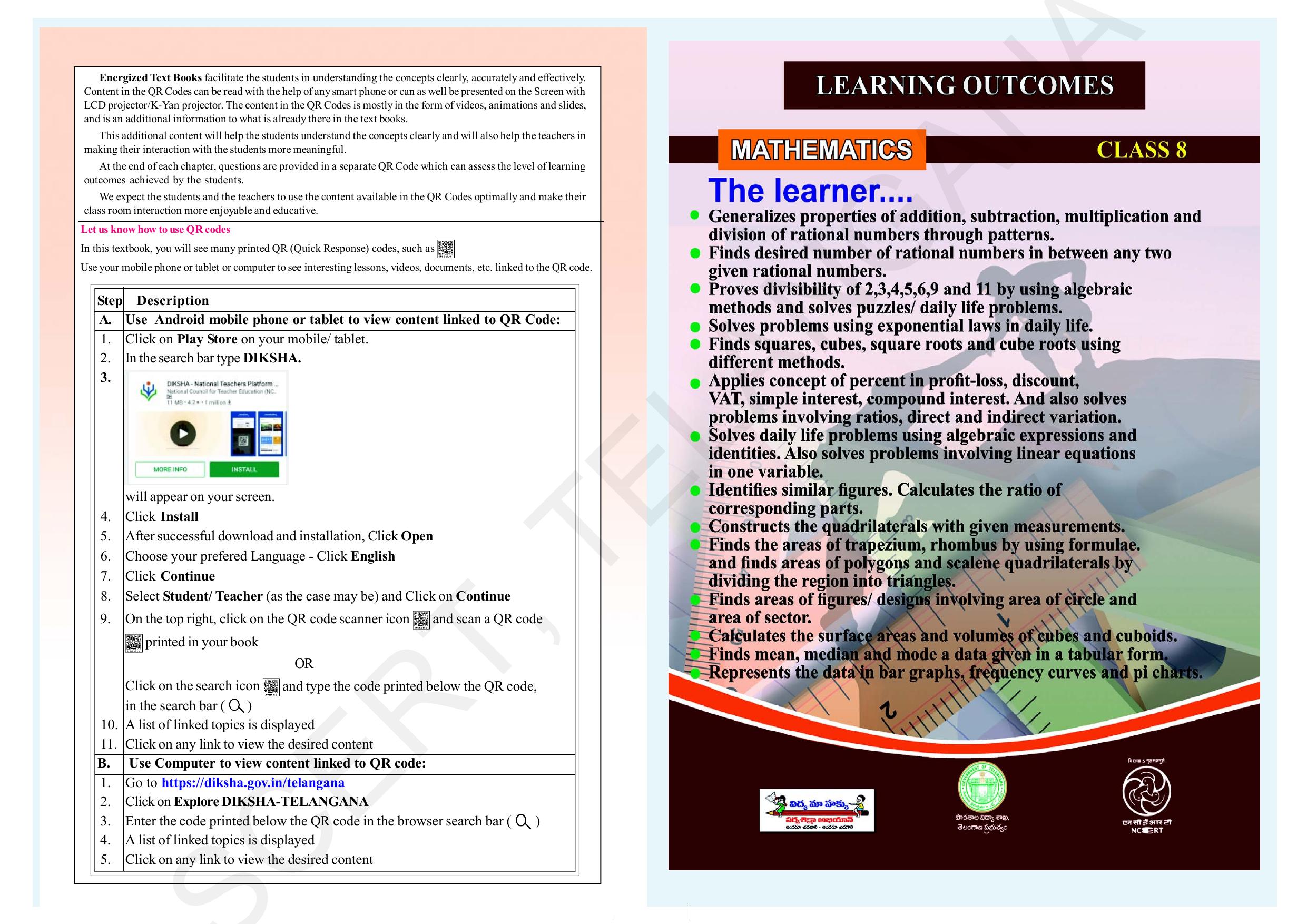 TS SCERT Class 8 Maths (English Medium) Text Book - Page 2