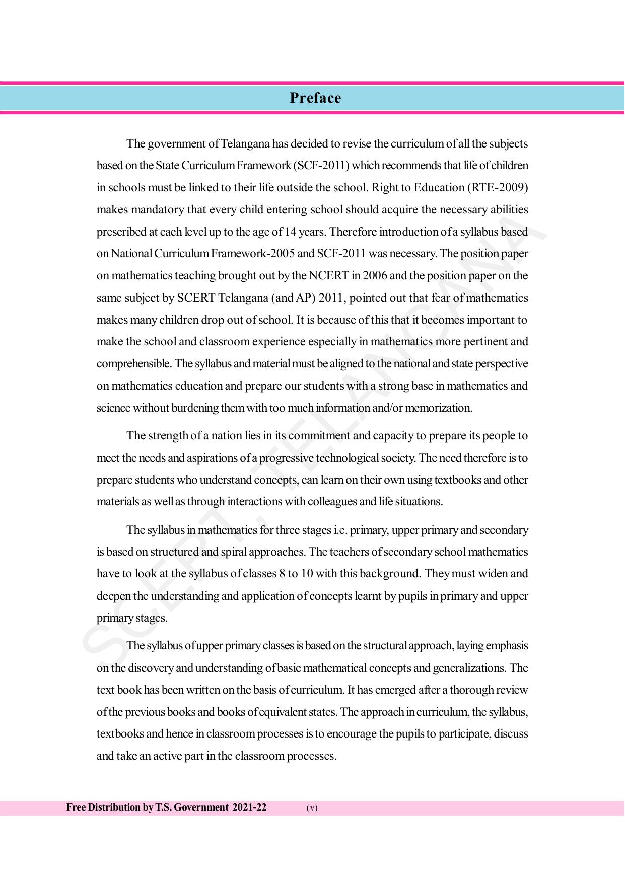 TS SCERT Class 8 Maths (English Medium) Text Book - Page 7