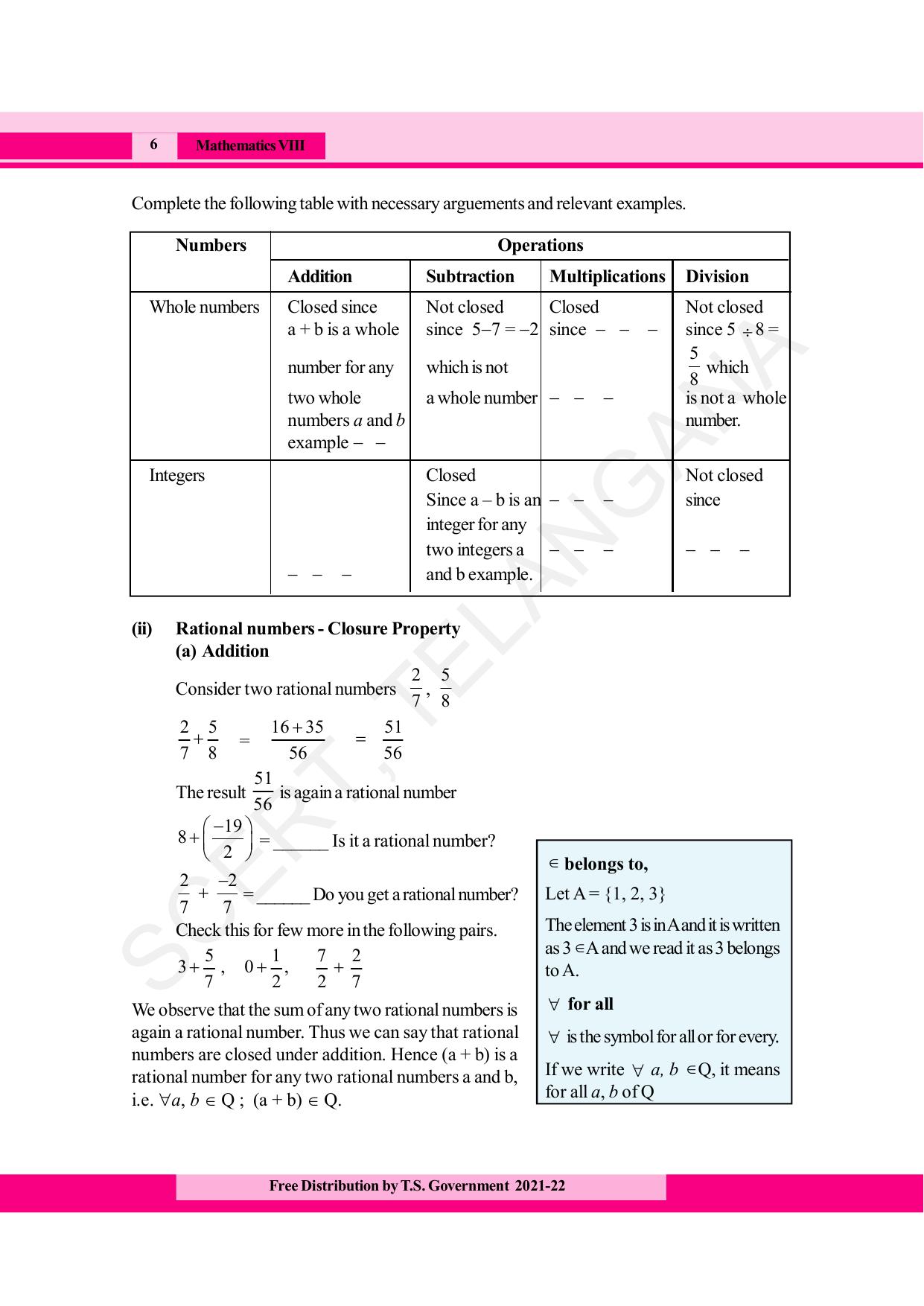 TS SCERT Class 8 Maths (English Medium) Text Book - Page 18