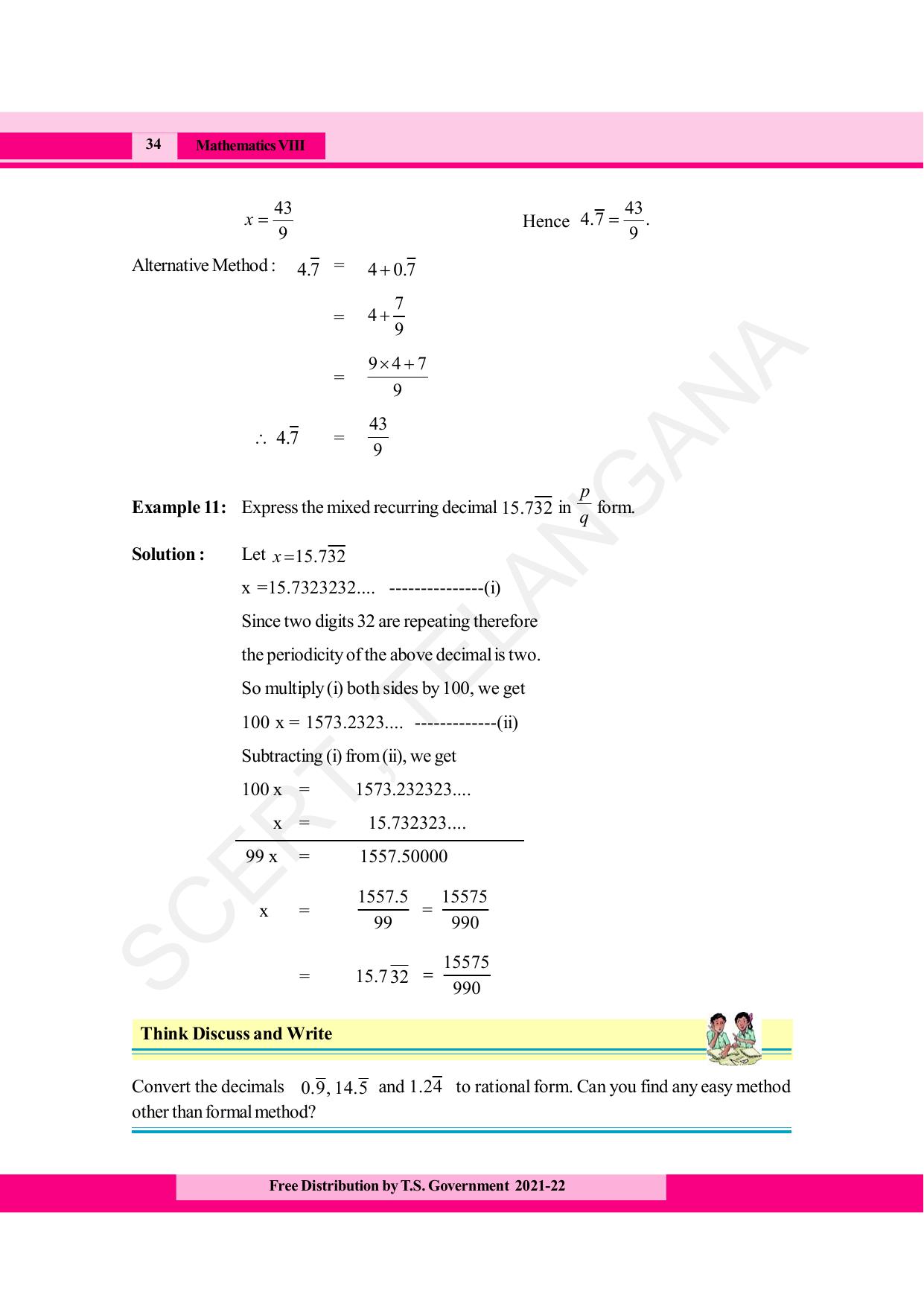 TS SCERT Class 8 Maths (English Medium) Text Book - Page 46