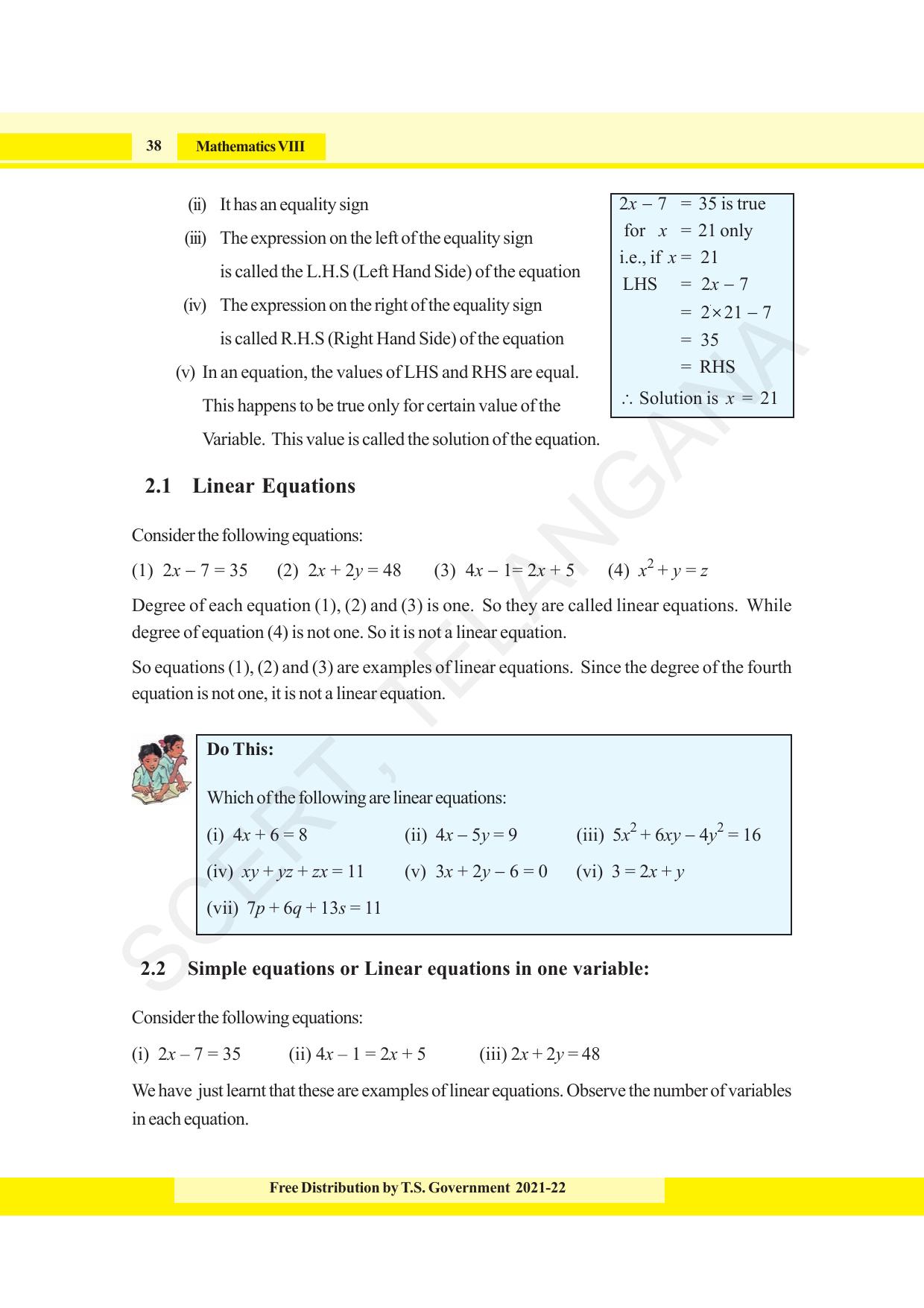 TS SCERT Class 8 Maths (English Medium) Text Book - Page 50