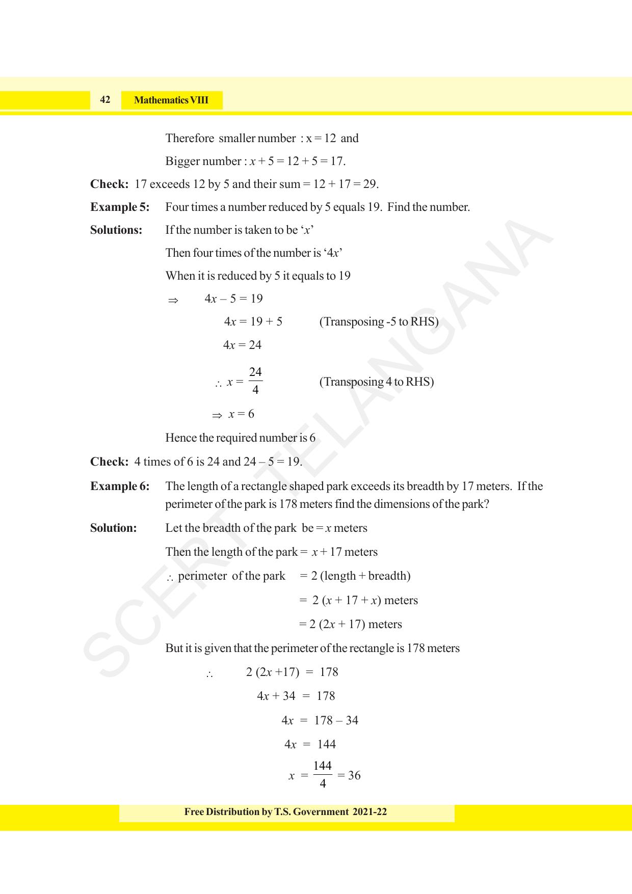 TS SCERT Class 8 Maths (English Medium) Text Book - Page 54