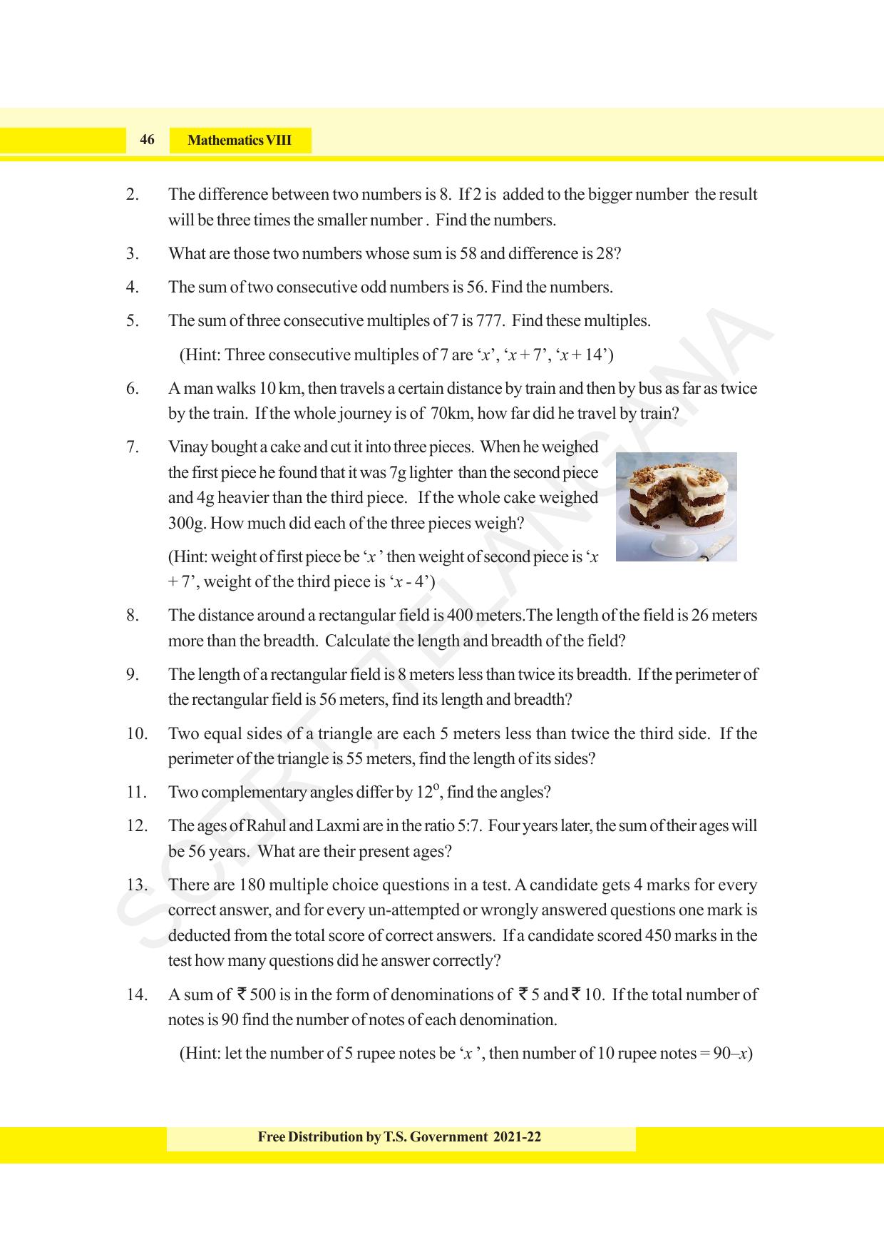 TS SCERT Class 8 Maths (English Medium) Text Book - Page 58