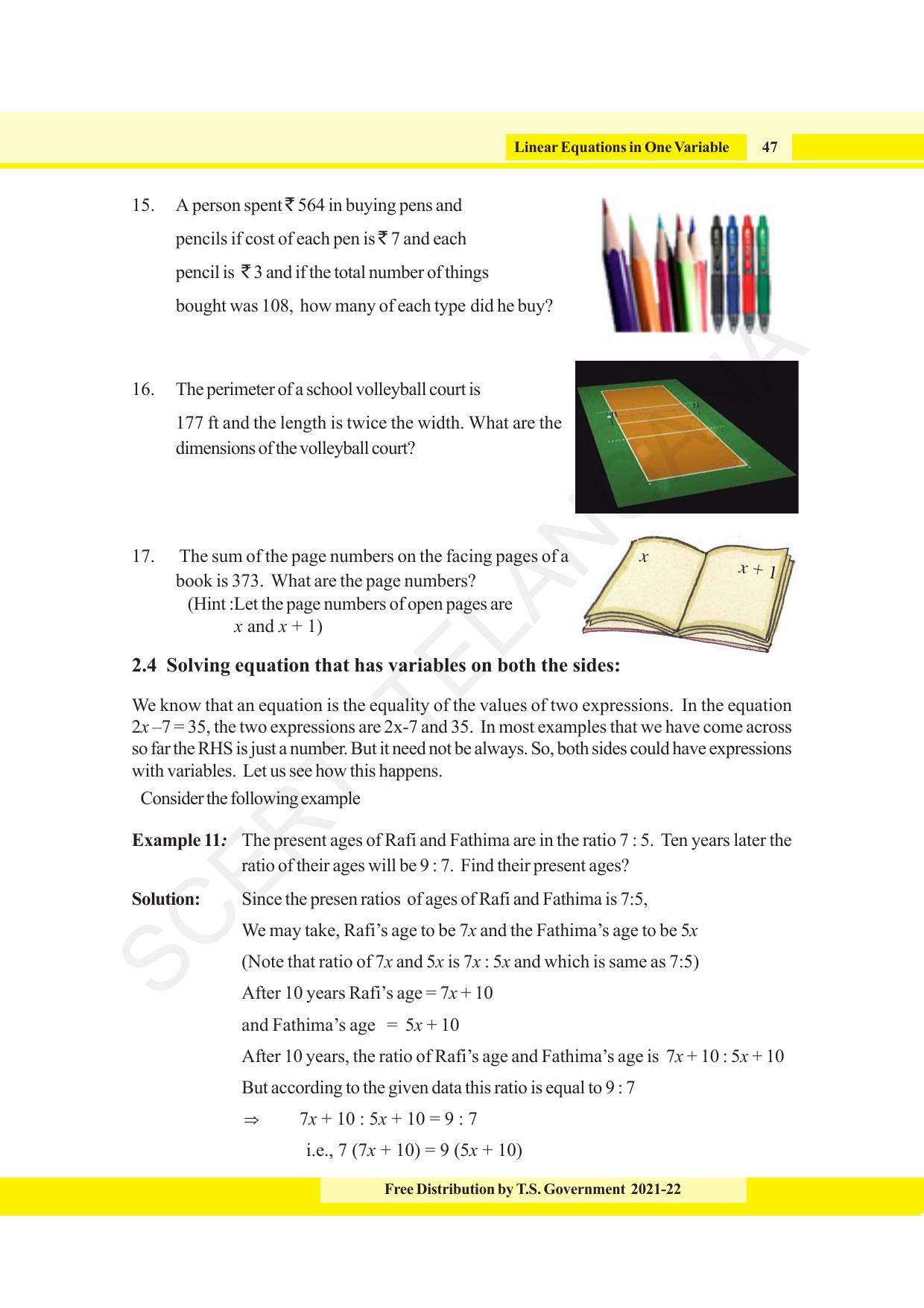 TS SCERT Class 8 Maths (English Medium) Text Book - Page 59