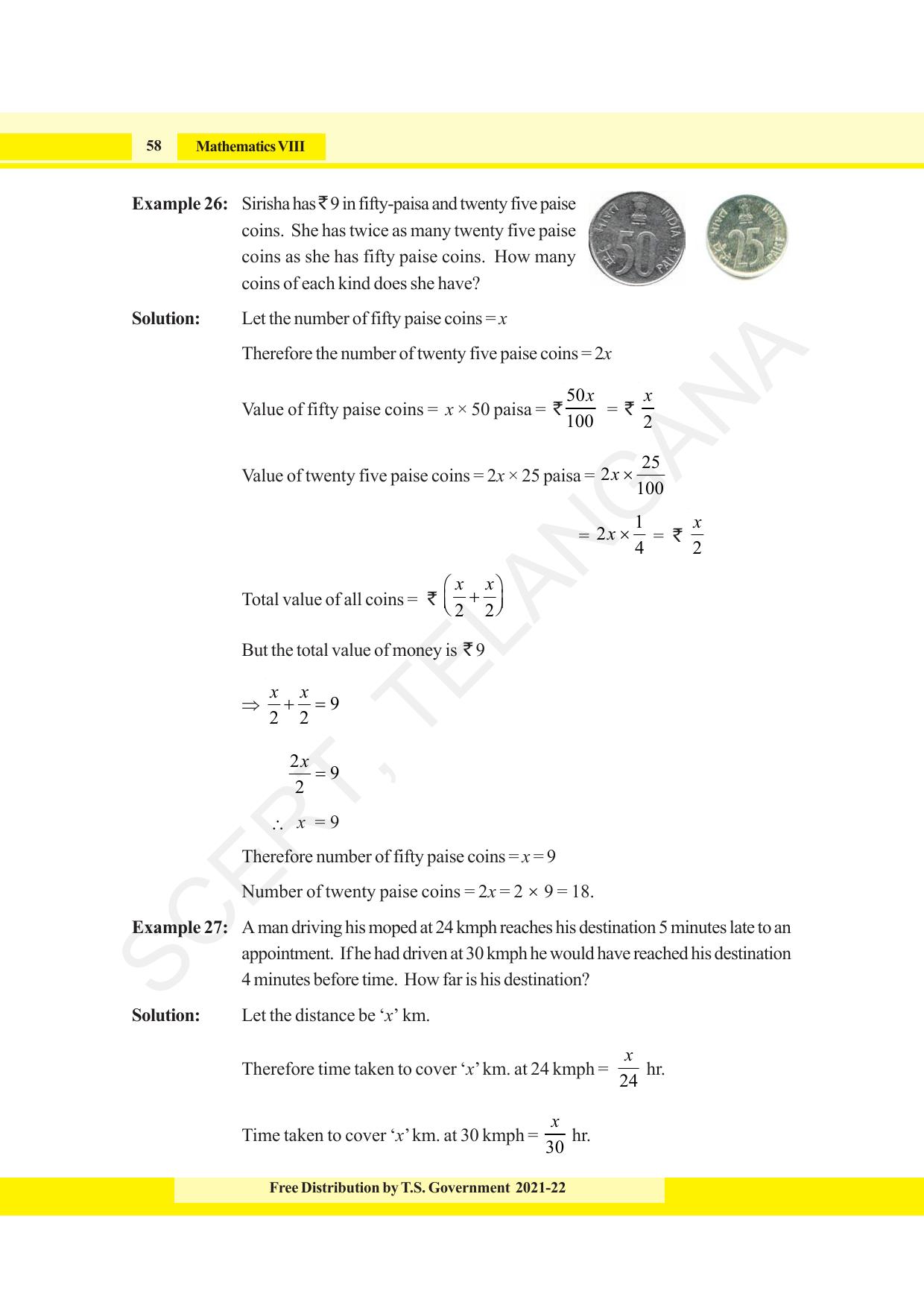 TS SCERT Class 8 Maths (English Medium) Text Book - Page 70