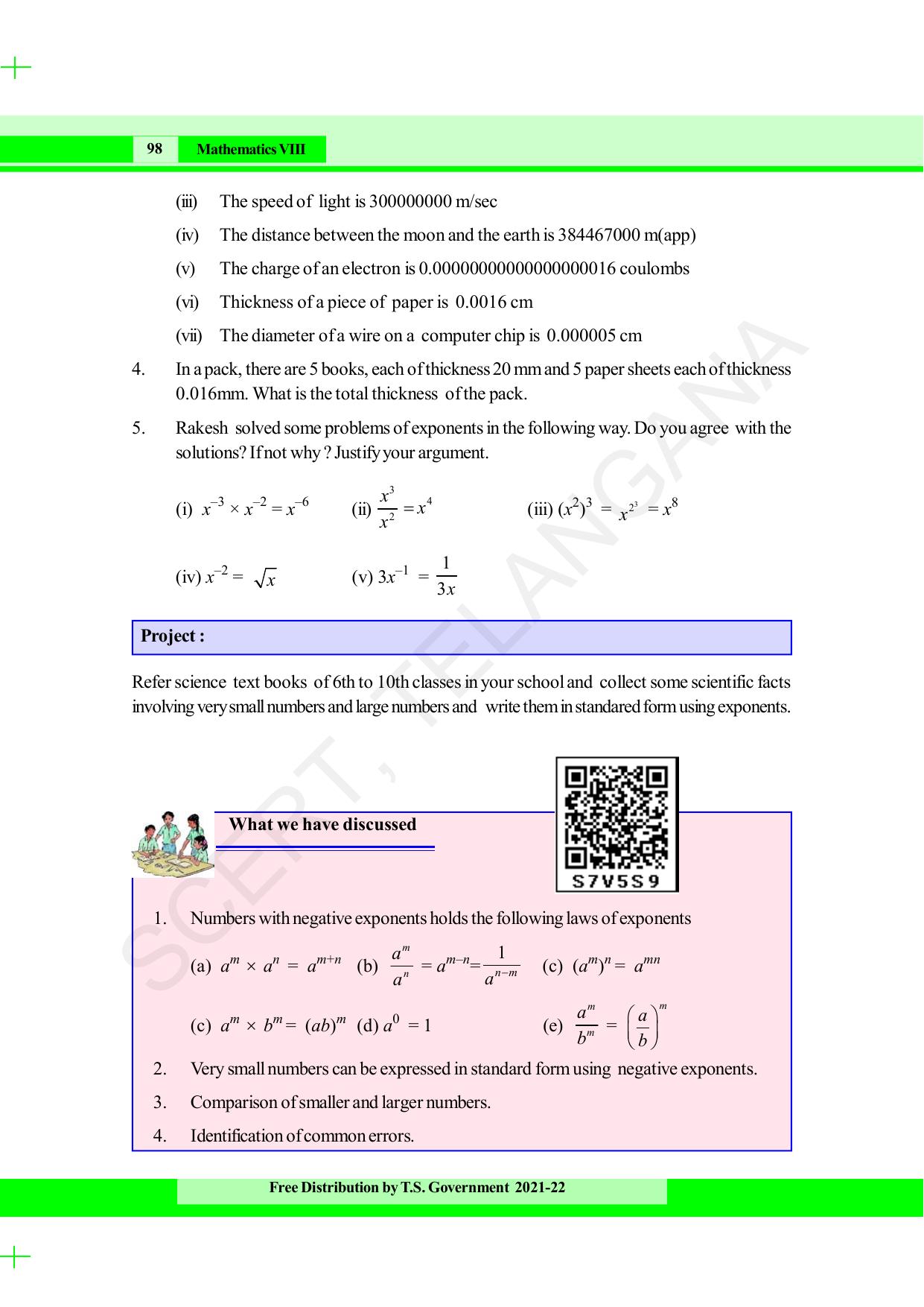 TS SCERT Class 8 Maths (English Medium) Text Book - Page 110