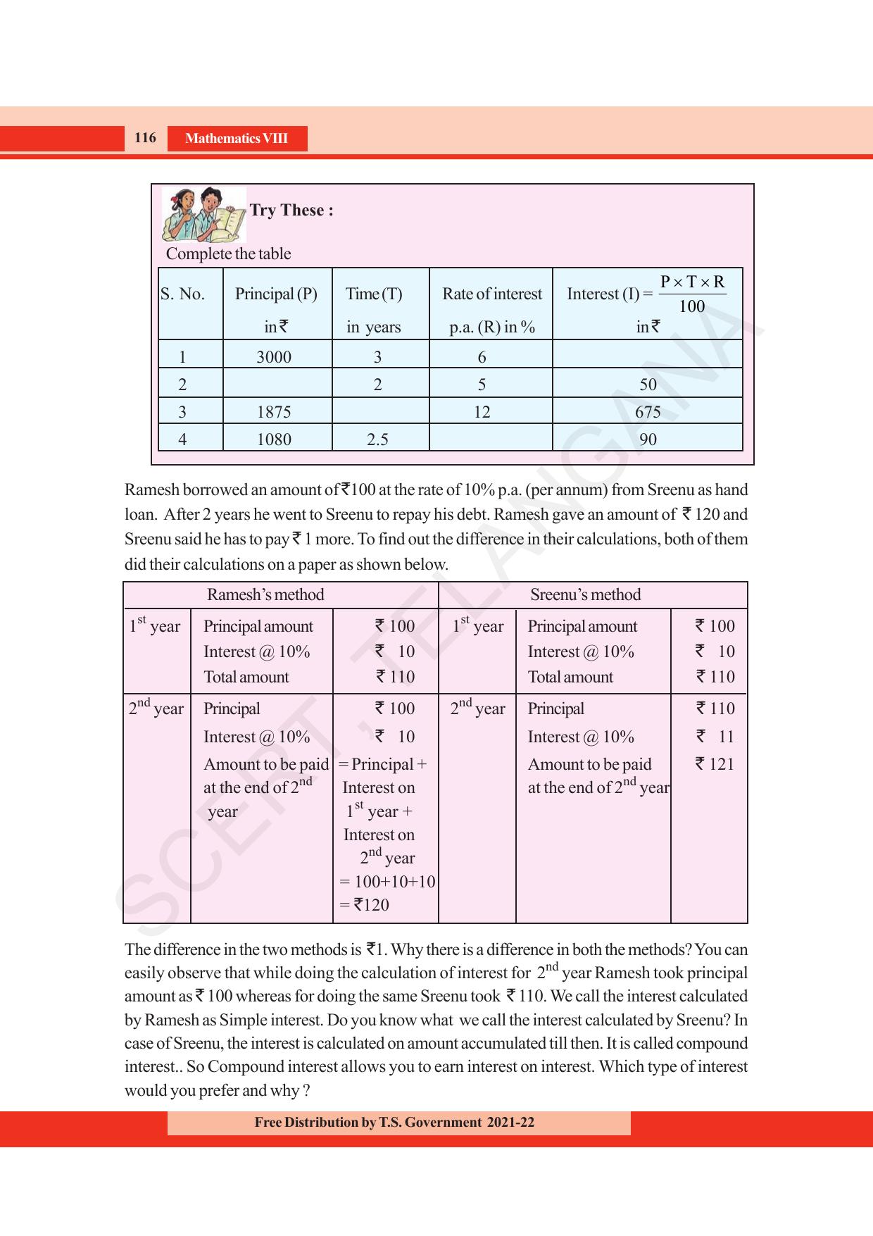 TS SCERT Class 8 Maths (English Medium) Text Book - Page 128