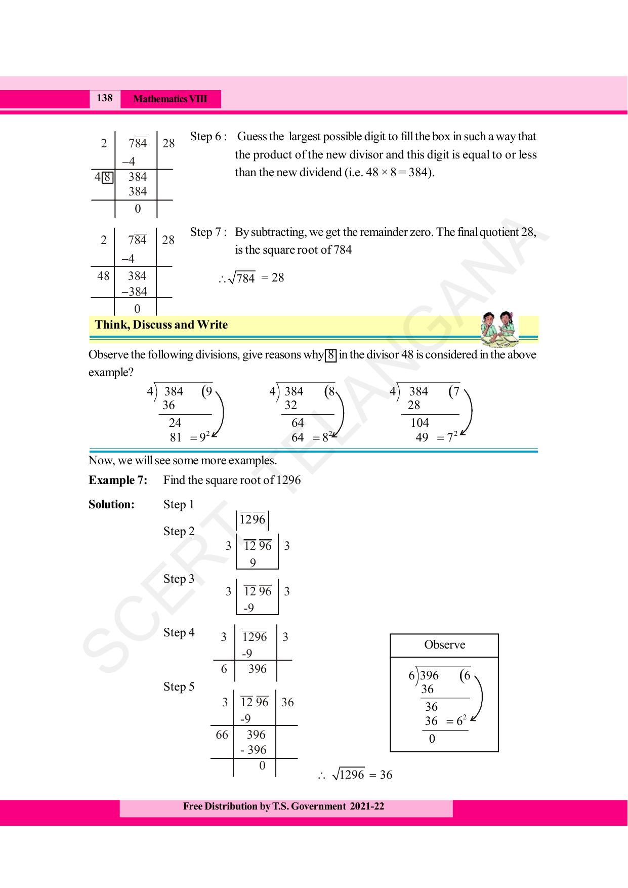 TS SCERT Class 8 Maths (English Medium) Text Book - Page 150