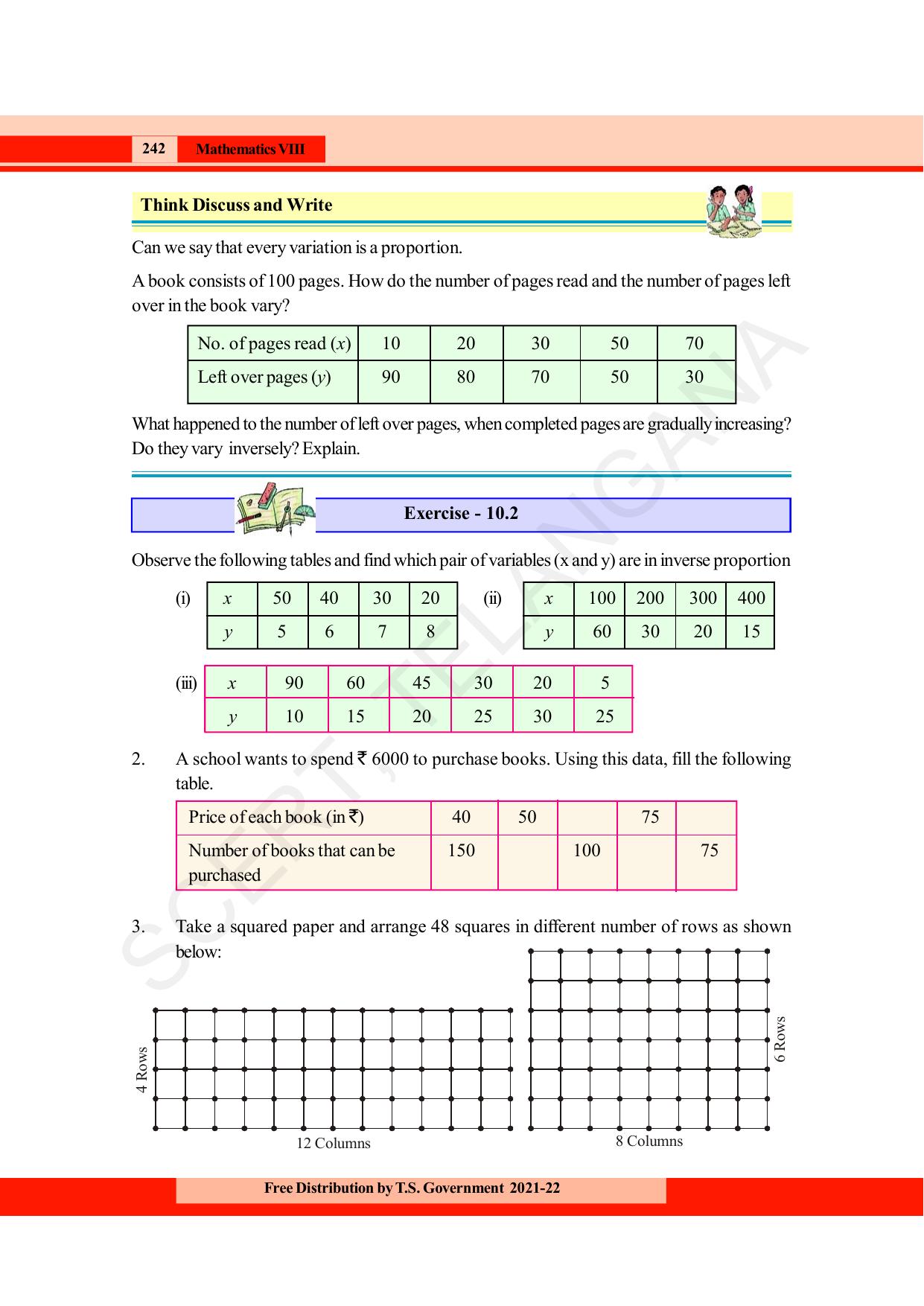 TS SCERT Class 8 Maths (English Medium) Text Book - Page 254