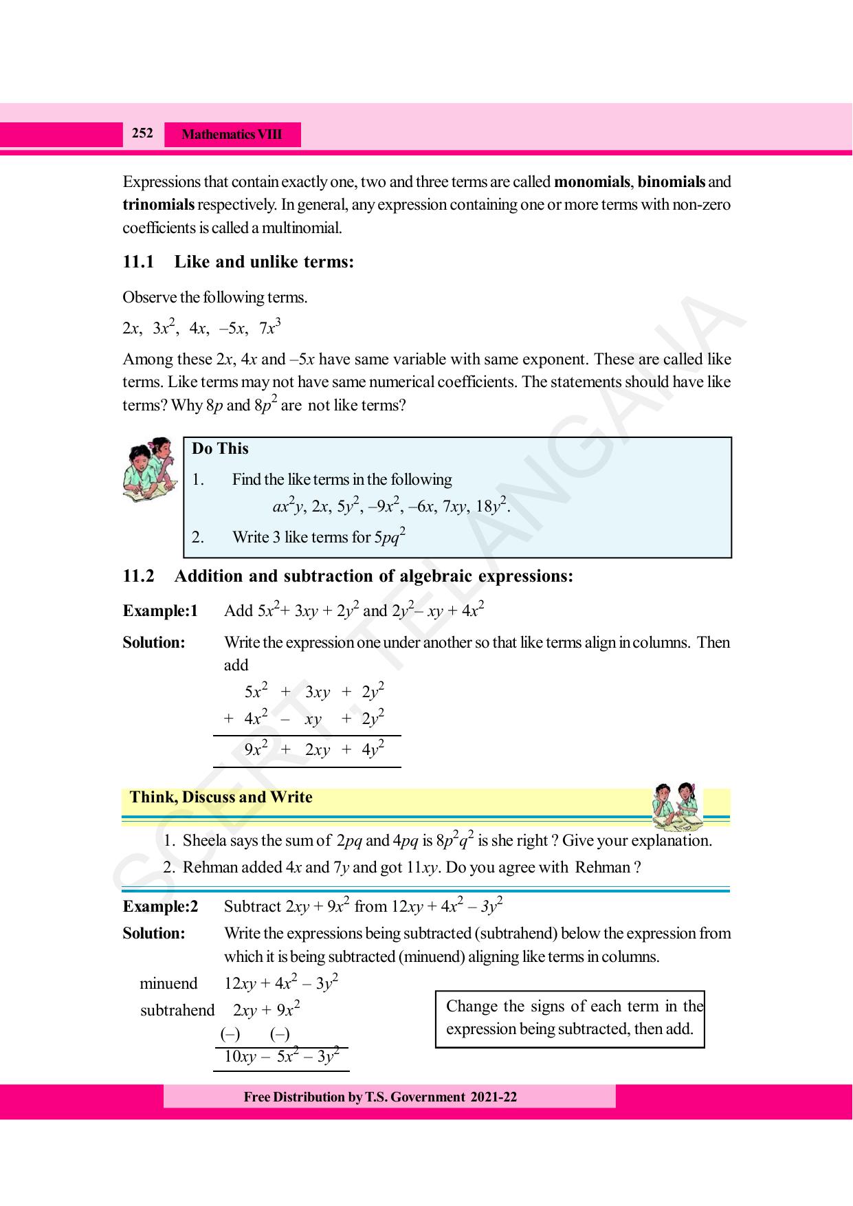 TS SCERT Class 8 Maths (English Medium) Text Book - Page 264