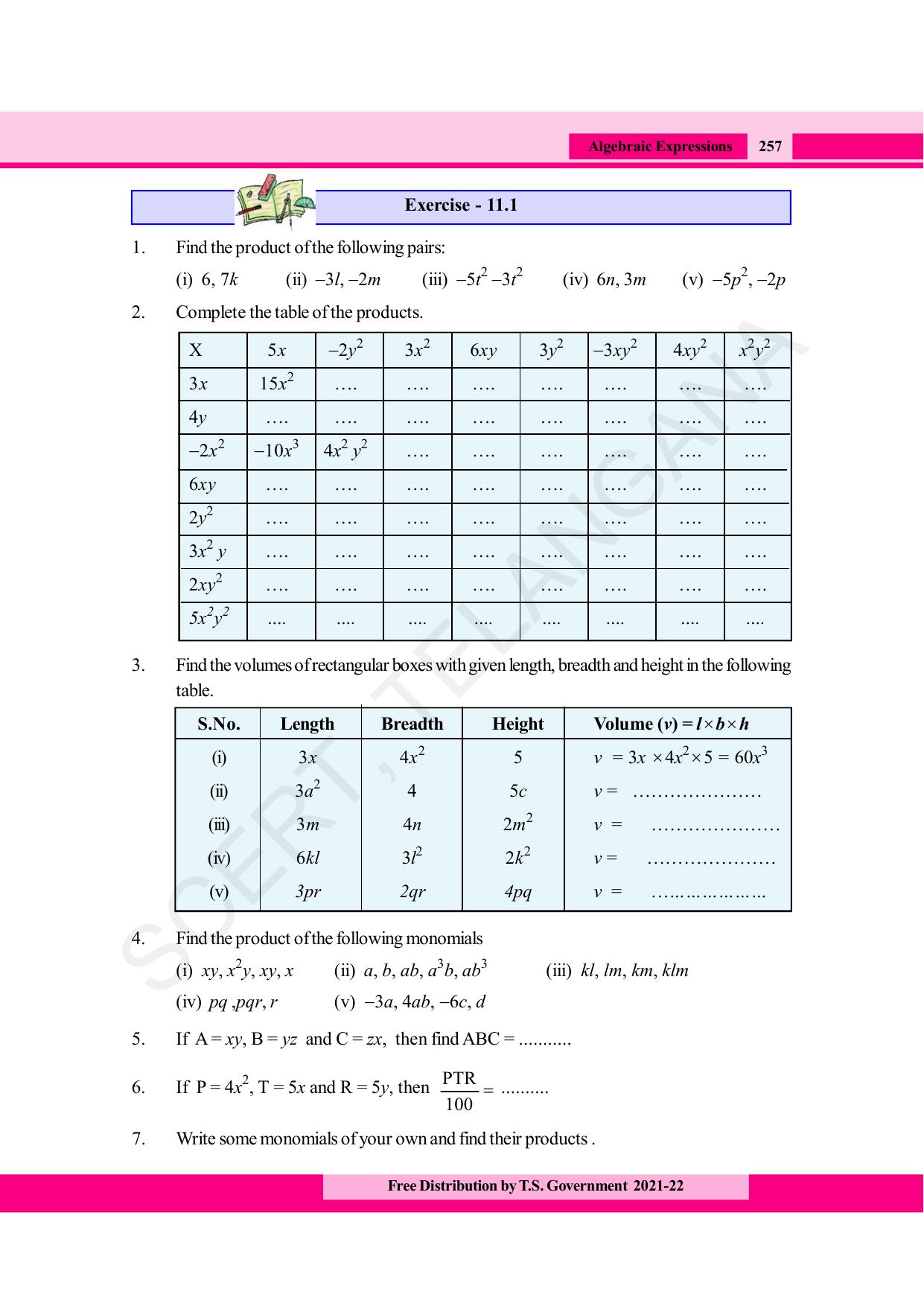 TS SCERT Class 8 Maths (English Medium) Text Book - Page 269