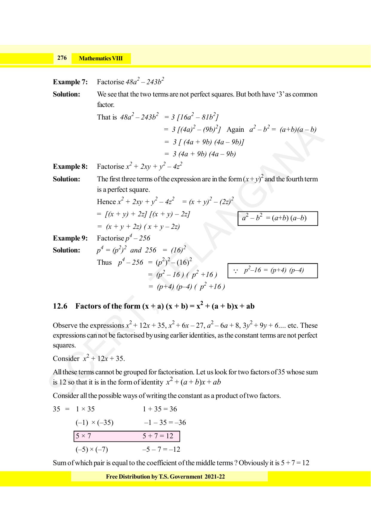 TS SCERT Class 8 Maths (English Medium) Text Book - Page 288