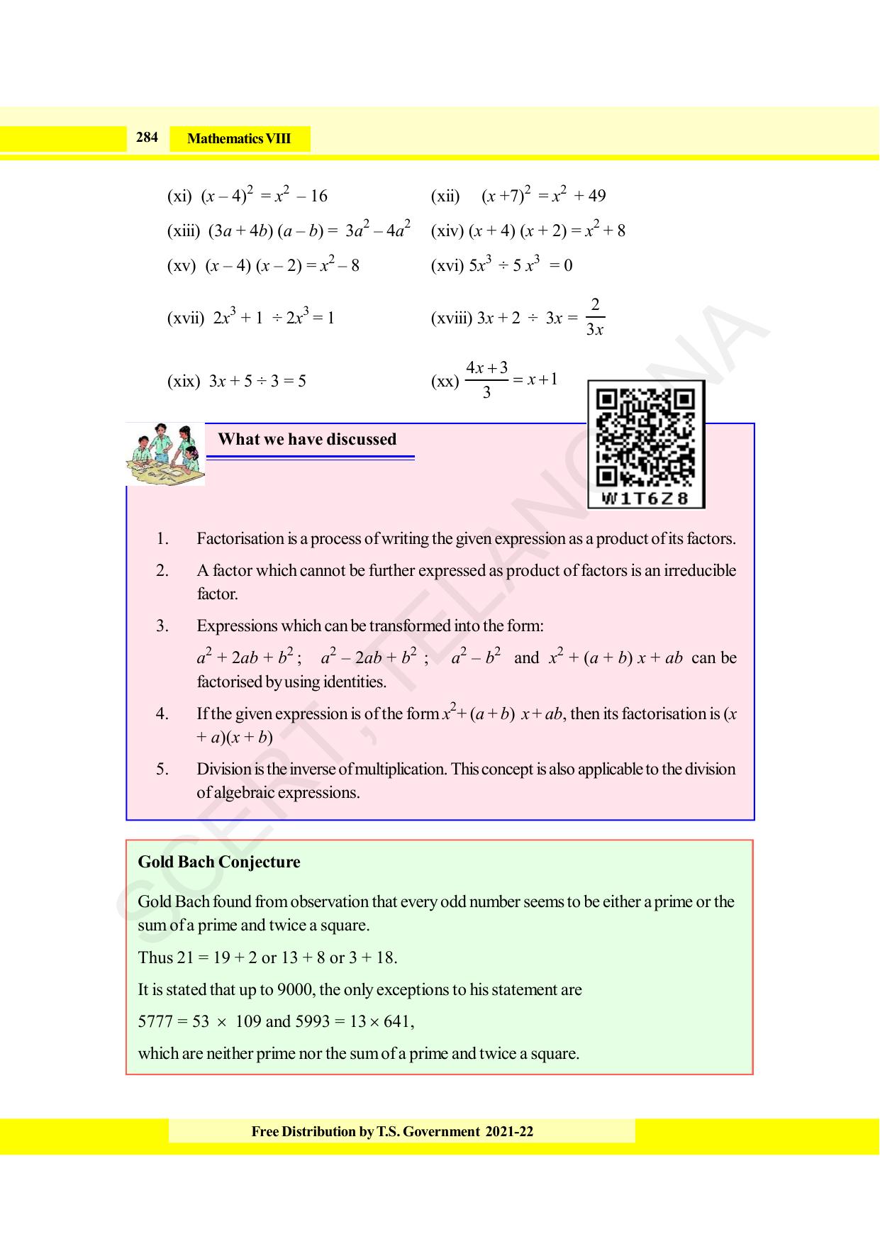 TS SCERT Class 8 Maths (English Medium) Text Book - Page 296