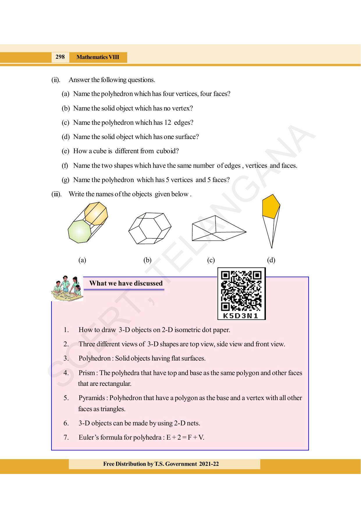 TS SCERT Class 8 Maths (English Medium) Text Book - Page 310