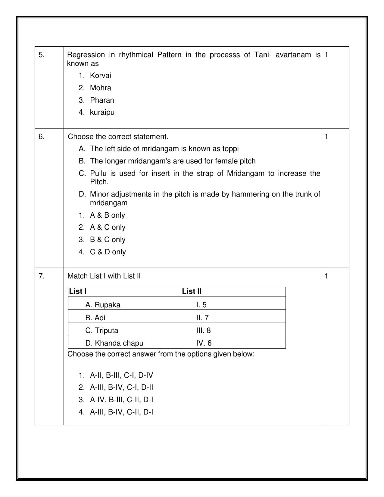 CBSE Class 10 Carnatic Music-Percussion Instruments Sample Paper 2025 - Page 2