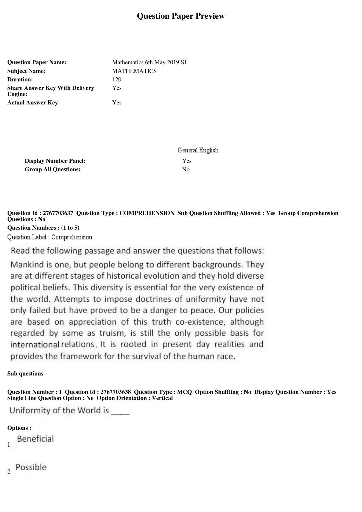 AP EDCET 2019 Mathematics Question Paper - Page 1