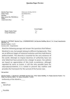 AP EDCET 2019 Mathematics Question Paper
