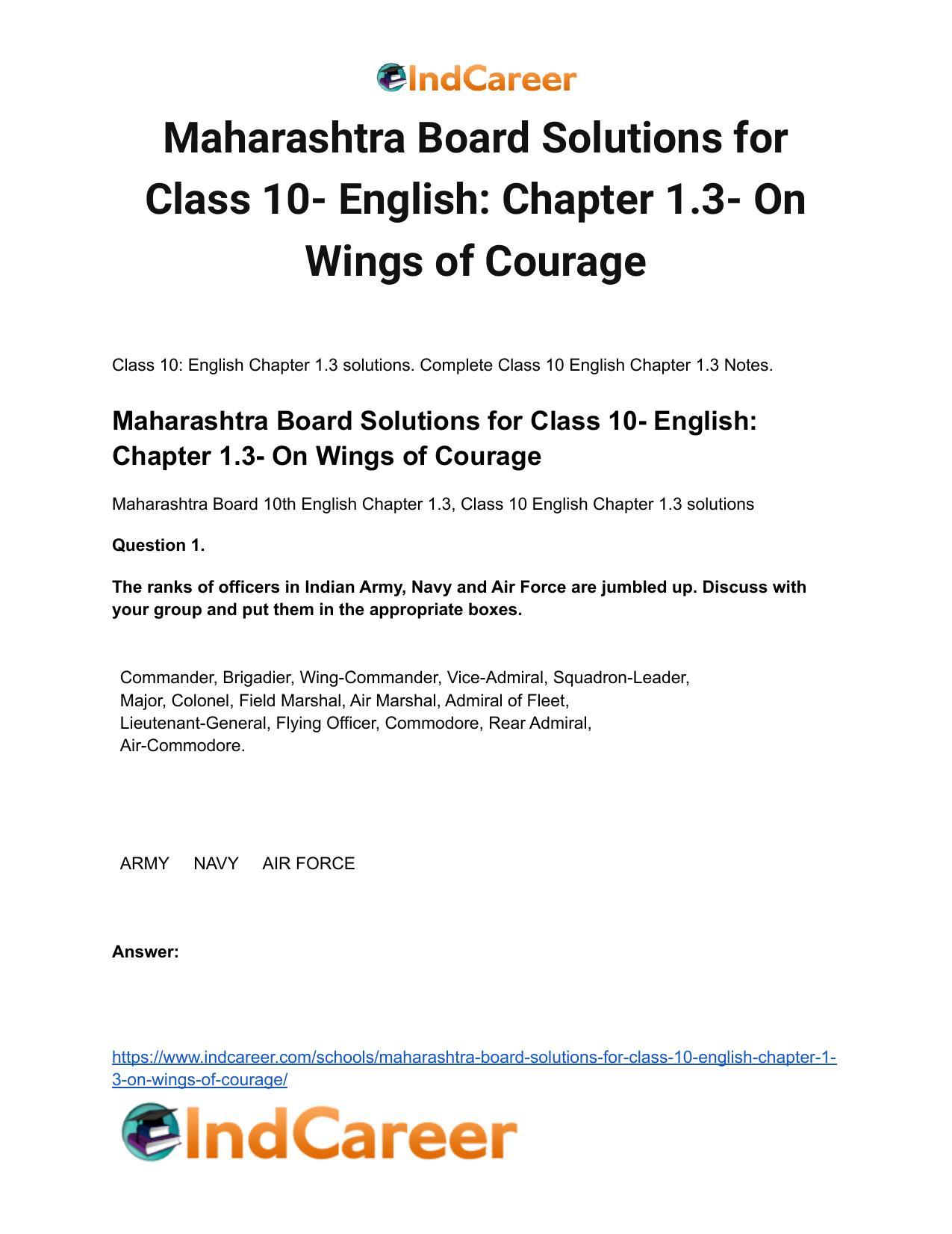 Maharashtra Board Solutions for Class 10- English: Chapter 1.3- On Wings of Courage - Page 2