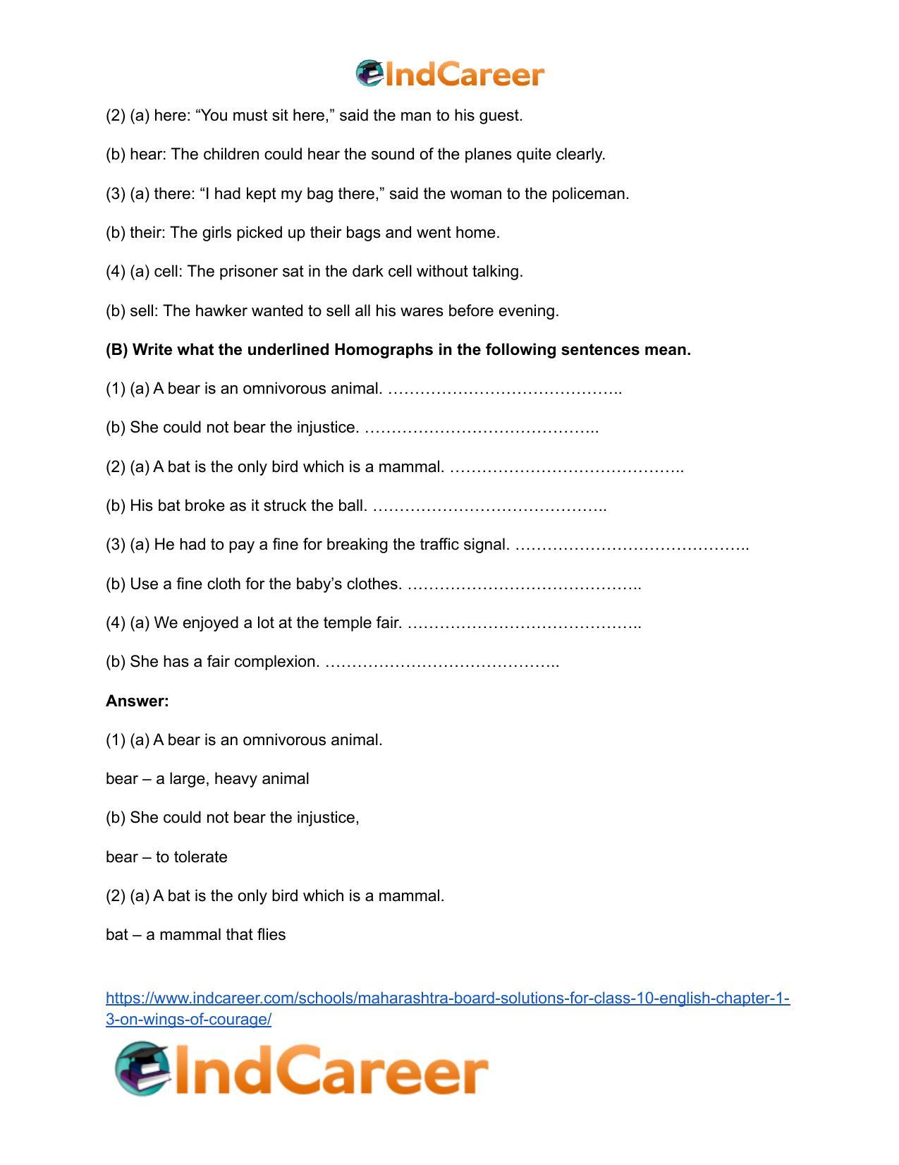 Maharashtra Board Solutions for Class 10- English: Chapter 1.3- On Wings of Courage - Page 4