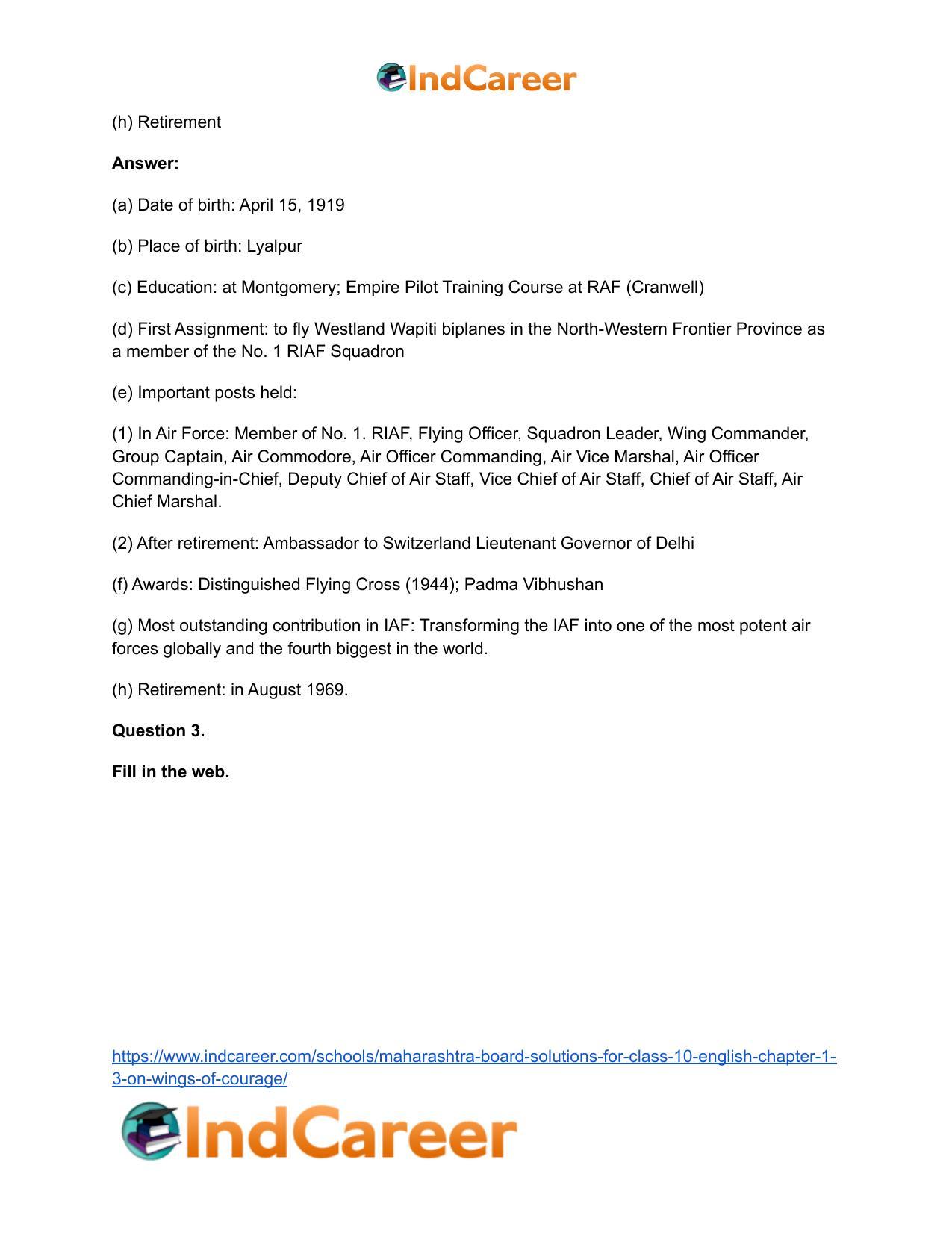 Maharashtra Board Solutions for Class 10- English: Chapter 1.3- On Wings of Courage - Page 7