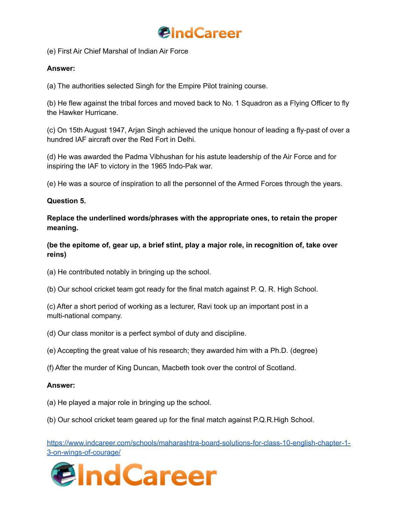 Maharashtra Board Solutions for Class 10- English: Chapter 1.3- On Wings of Courage - Page 9