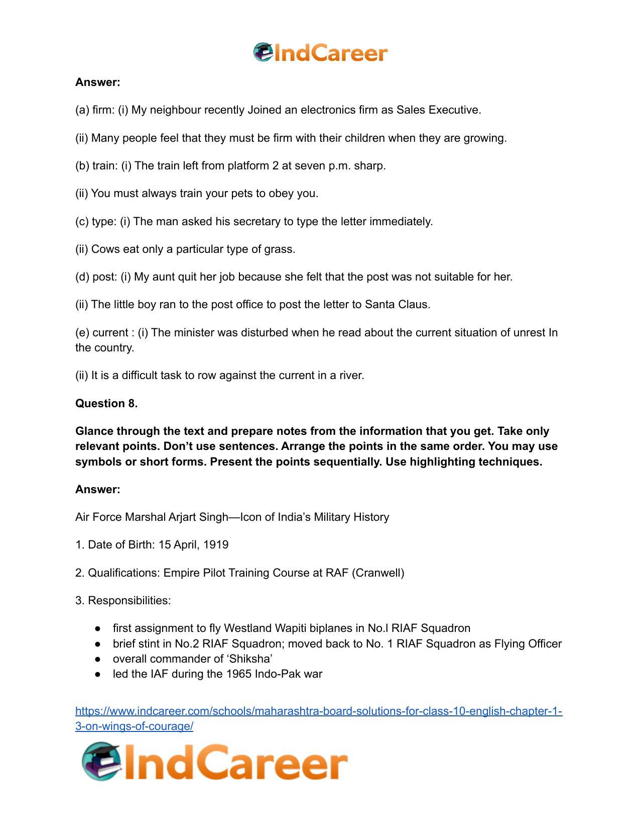 Maharashtra Board Solutions for Class 10- English: Chapter 1.3- On Wings of Courage - Page 13