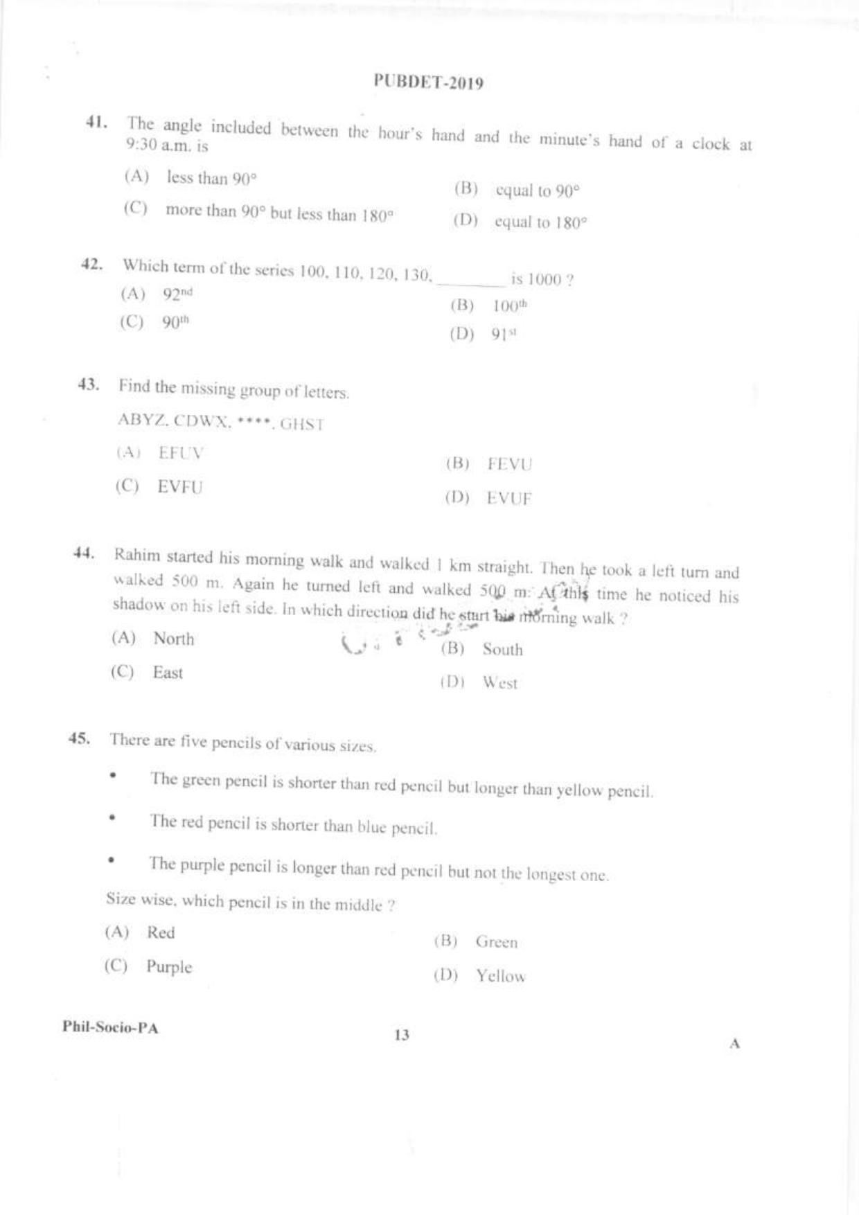 PUBDET 2019 Phil, Socio, Perf Arts Question Paper - Page 12