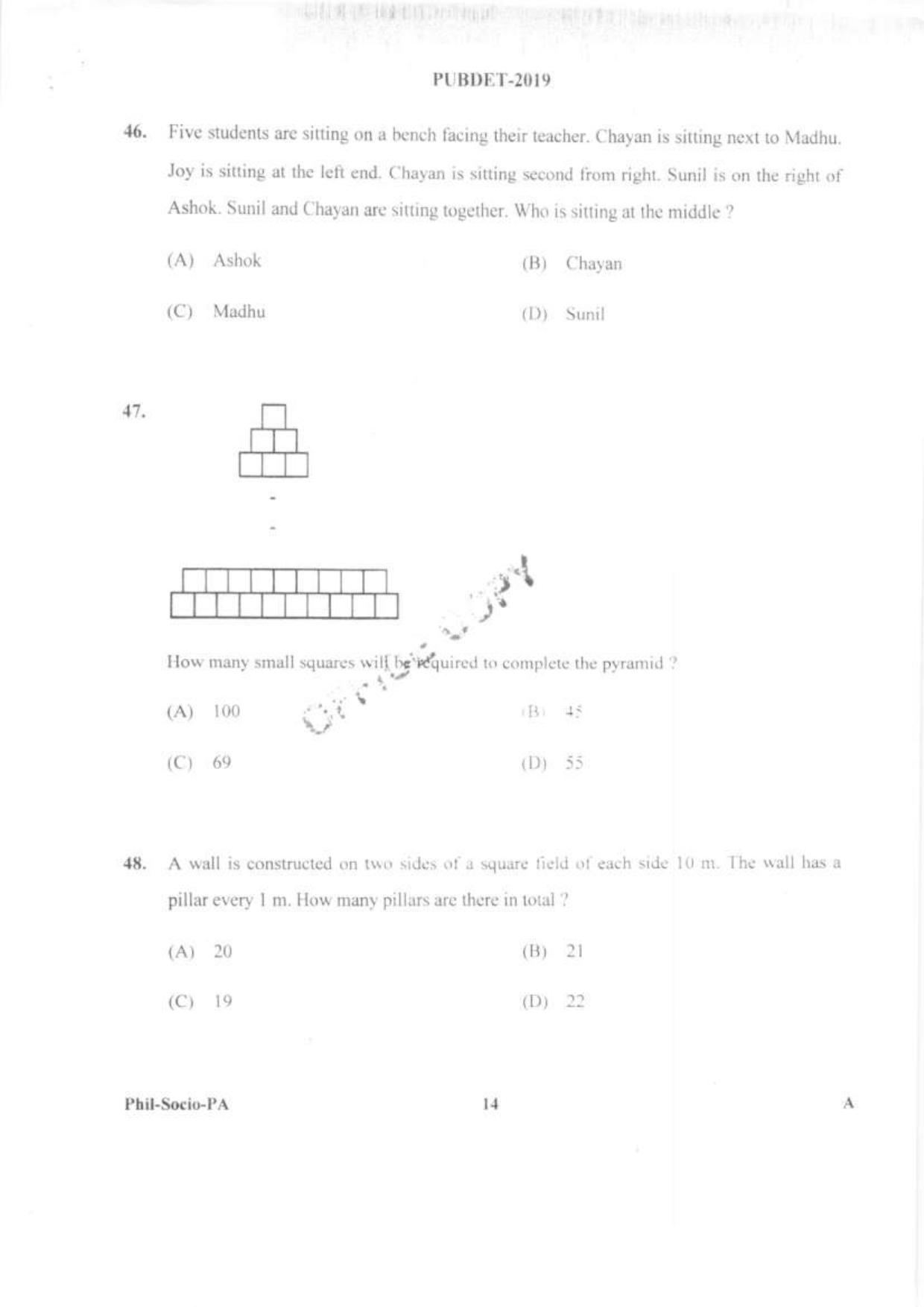 PUBDET 2019 Phil, Socio, Perf Arts Question Paper - Page 13