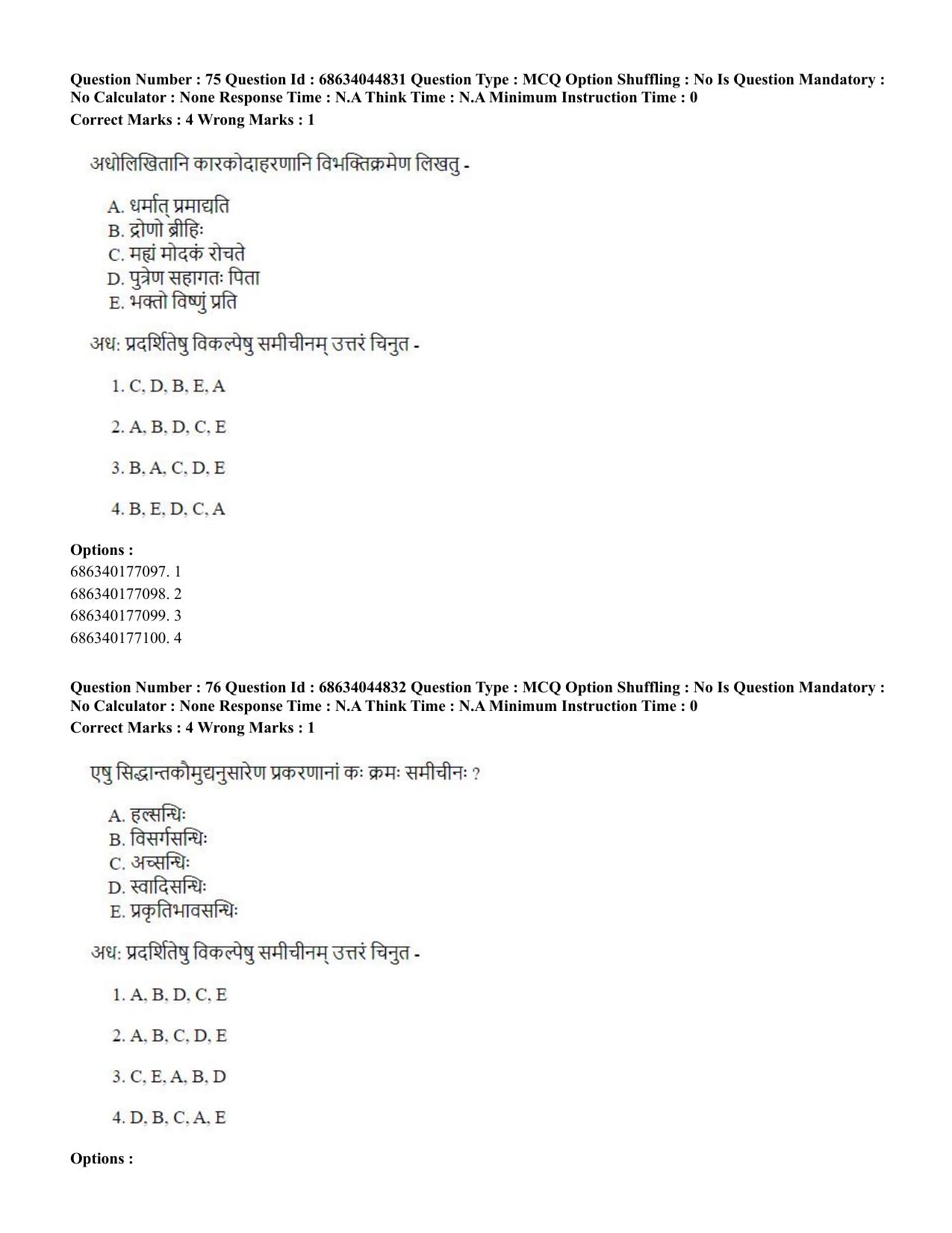 CUET PG 2023: ACQP26 – Vyakarana & Sabdabodha Systems (Hin)- Shift 3 (30-06-2023) Question Paper - Page 105