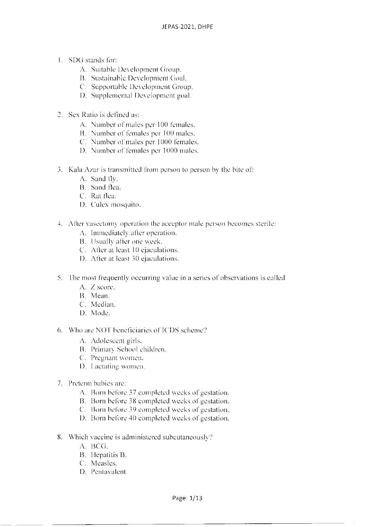 WBJEEB JEMAS (PG) 2021 DHPE Question Paper - Page 3