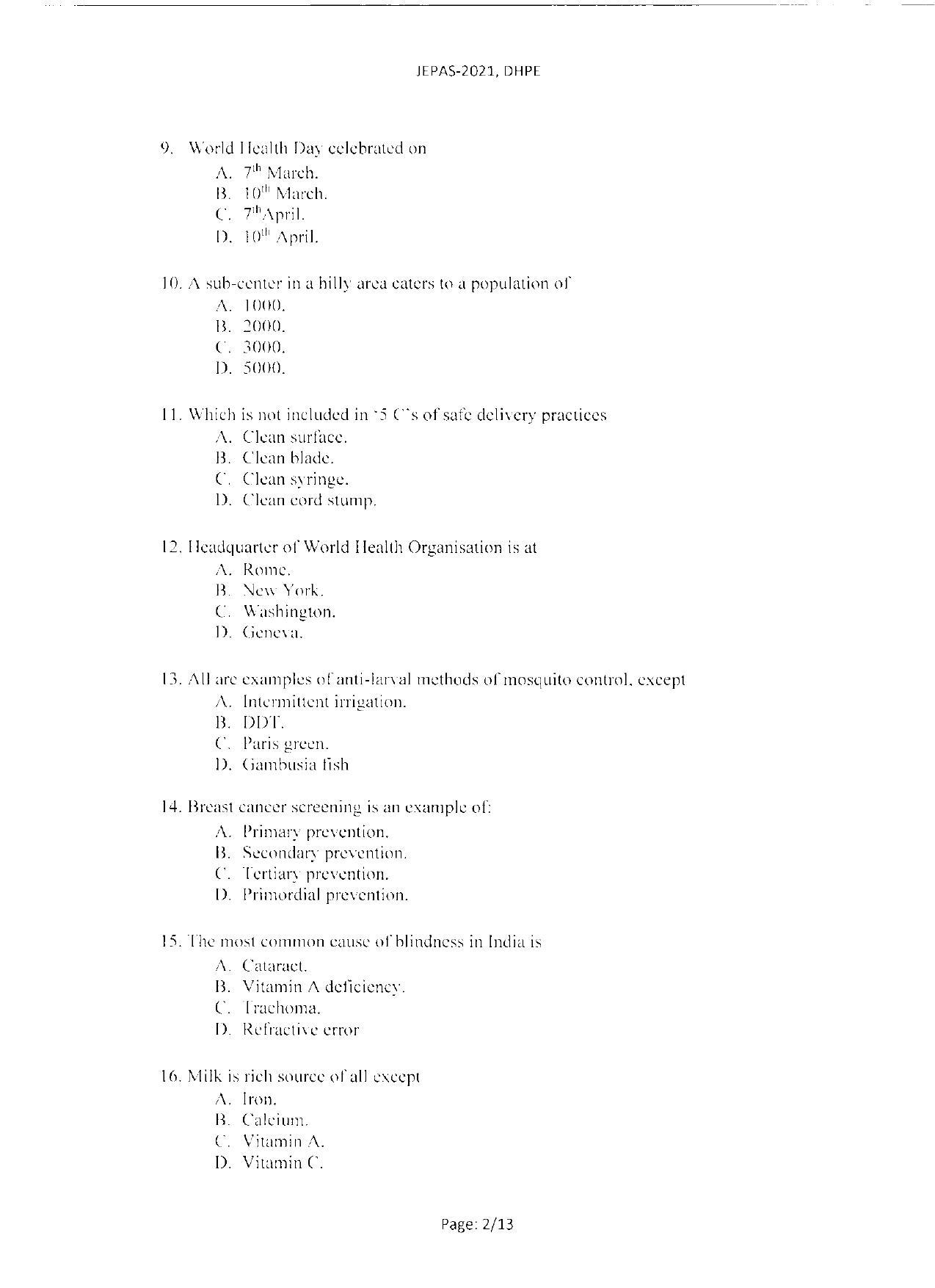 WBJEEB JEMAS (PG) 2021 DHPE Question Paper - Page 4