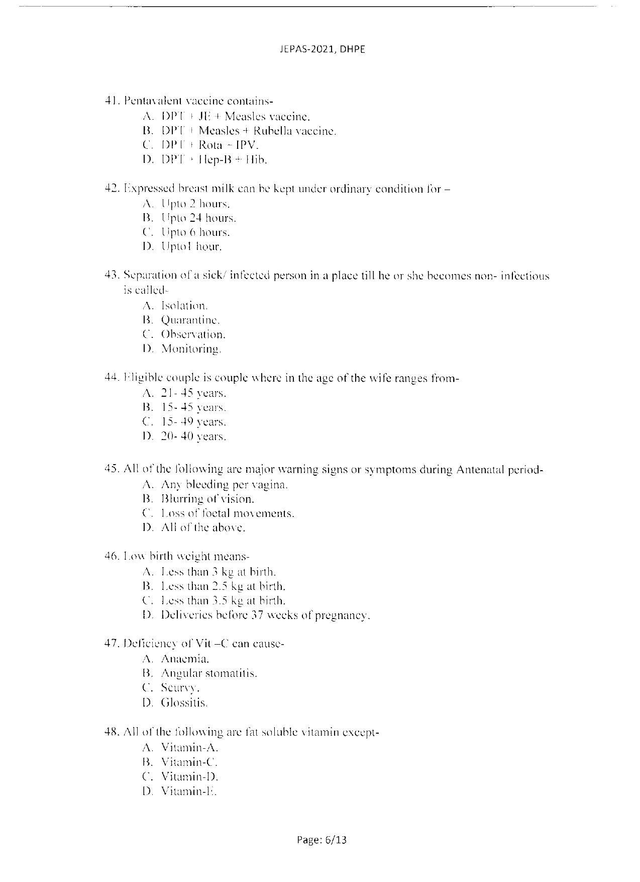 WBJEEB JEMAS (PG) 2021 DHPE Question Paper - Page 8