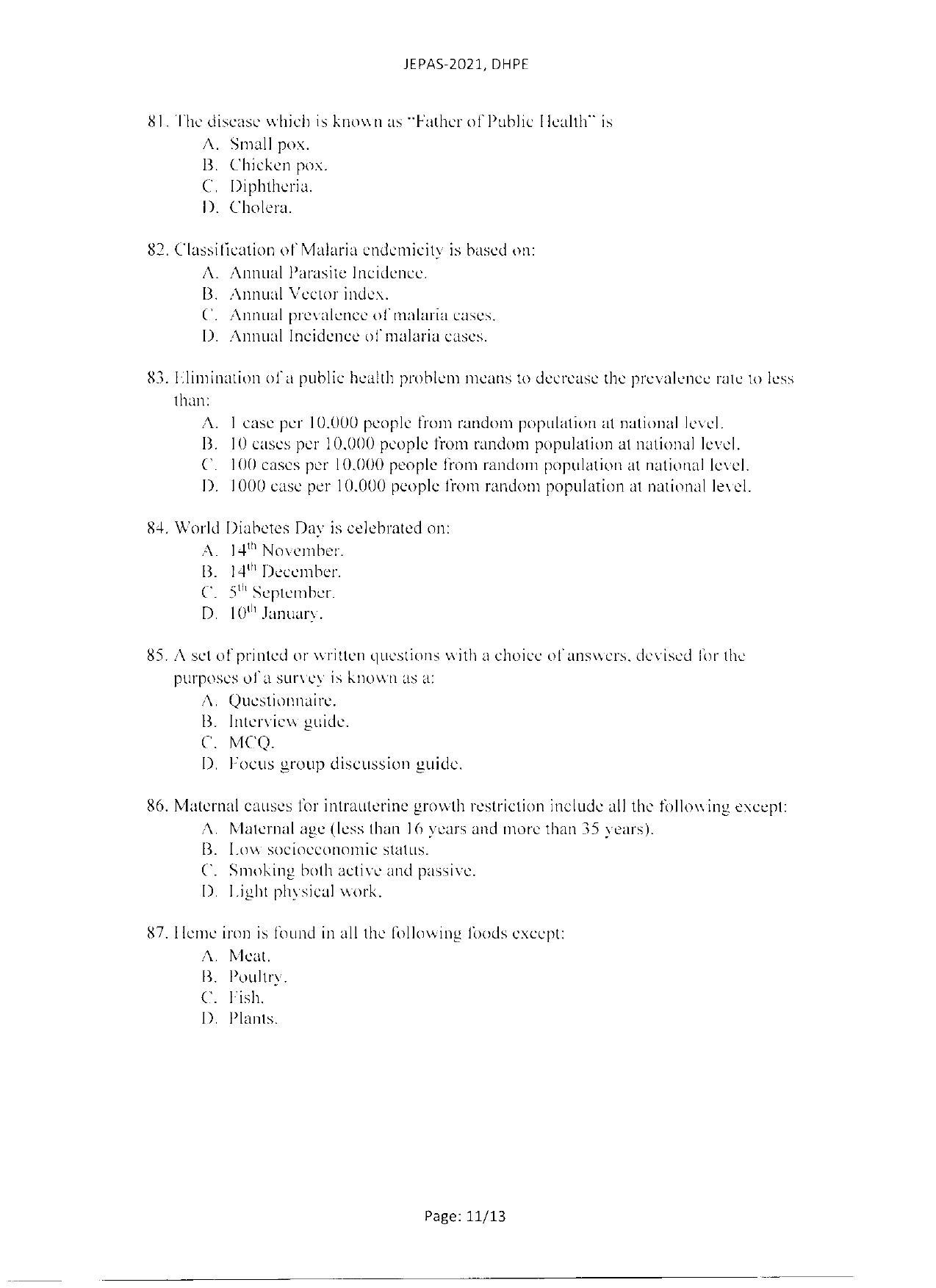 WBJEEB JEMAS (PG) 2021 DHPE Question Paper - Page 13