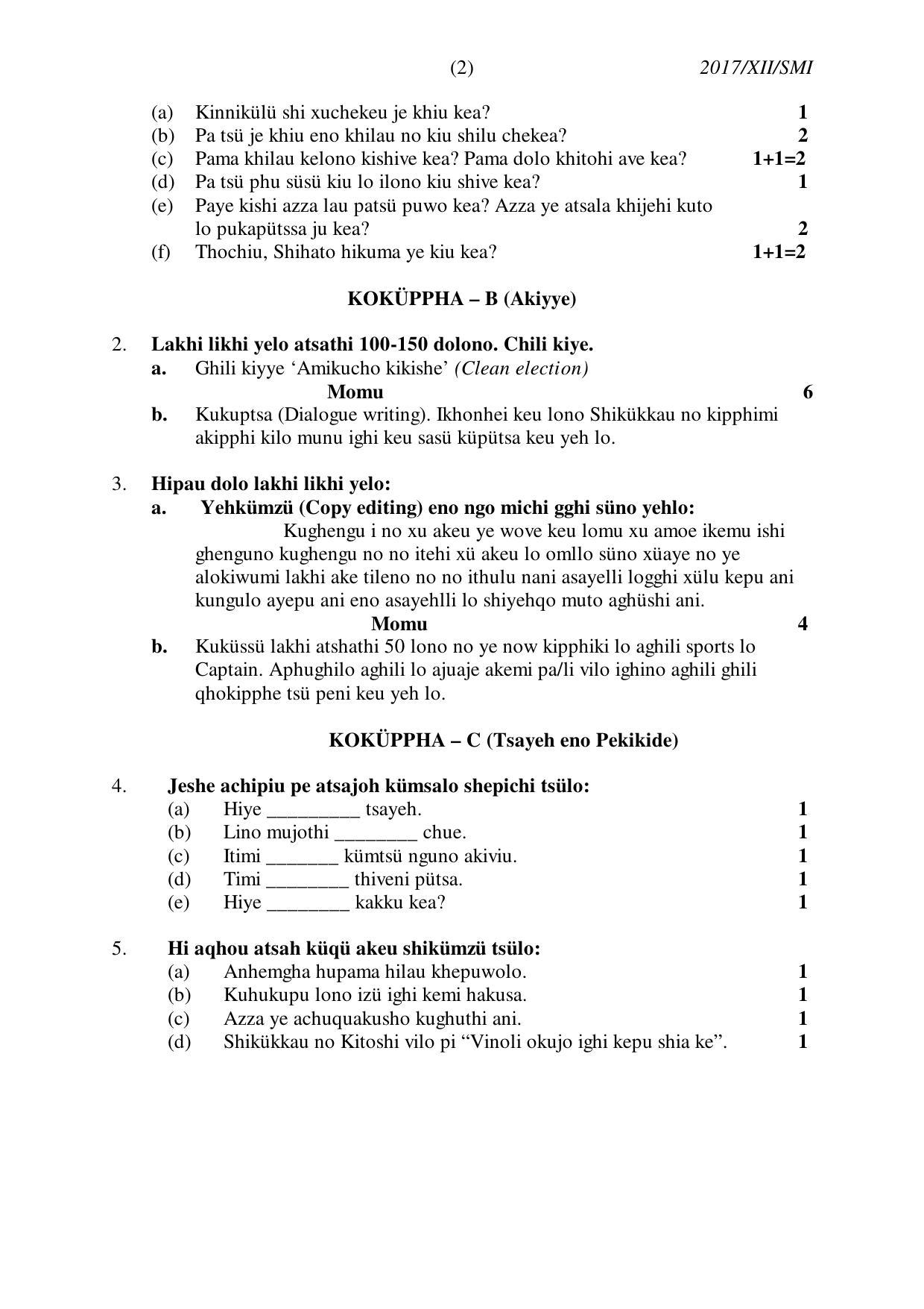 Nagaland Board Class 12 SÜMI 2018 Question Papers - Page 2