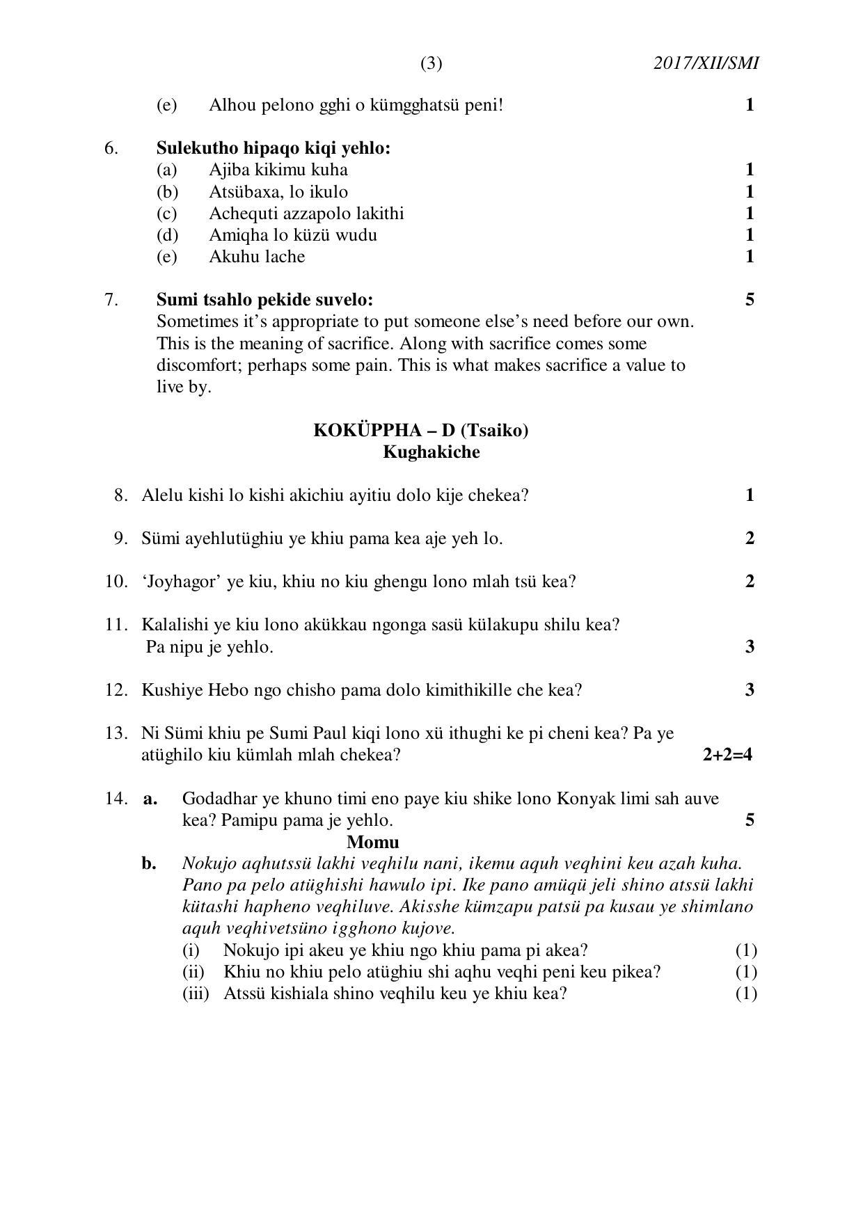 Nagaland Board Class 12 SÜMI 2018 Question Papers - Page 3
