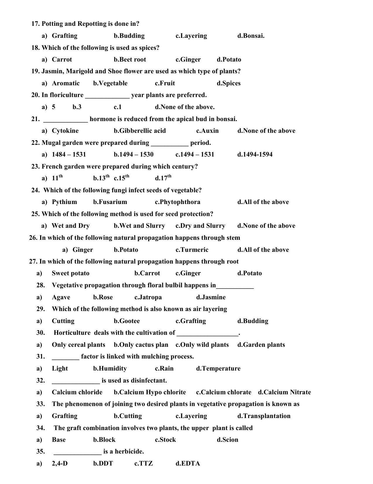 Hemchand North Gujarat University Sample Paper July-Sept 2021: B Sc Sem – I ES - Bot -113 Horticulture Paper Code - 3033 (Old Course) - Page 2