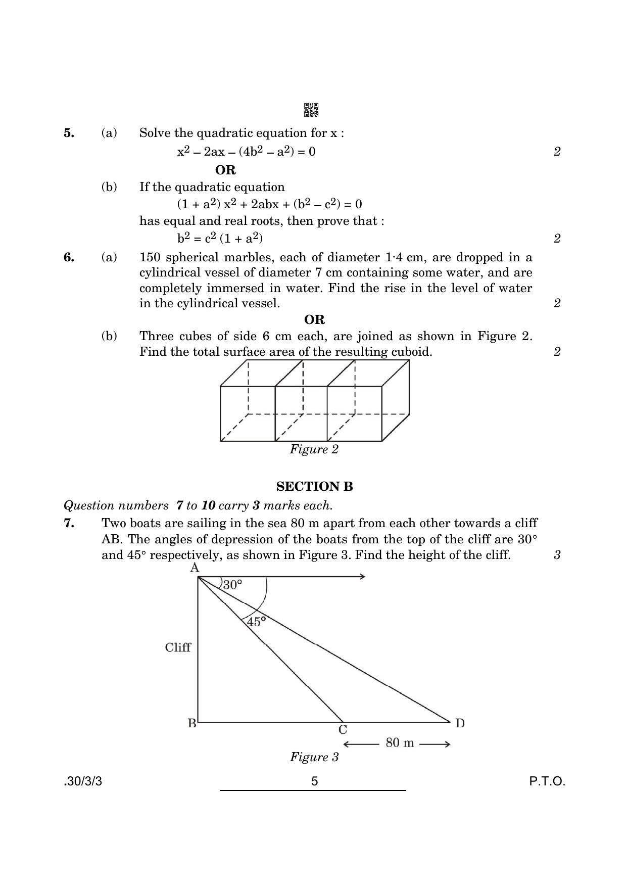 CBSE Class 10 Maths (30/3/3 - SET III) 2022 Question Paper - Page 5