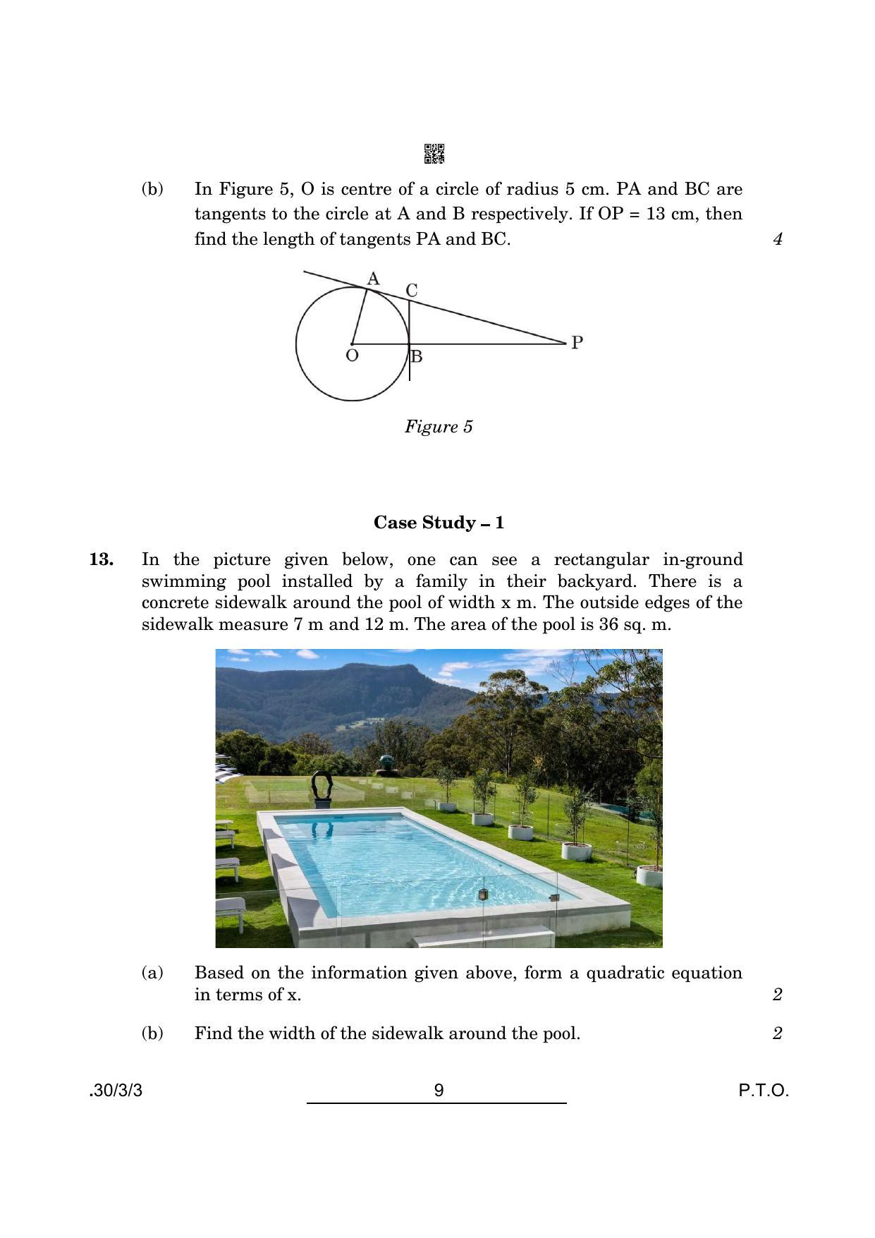 CBSE Class 10 Maths (30/3/3 - SET III) 2022 Question Paper - Page 9