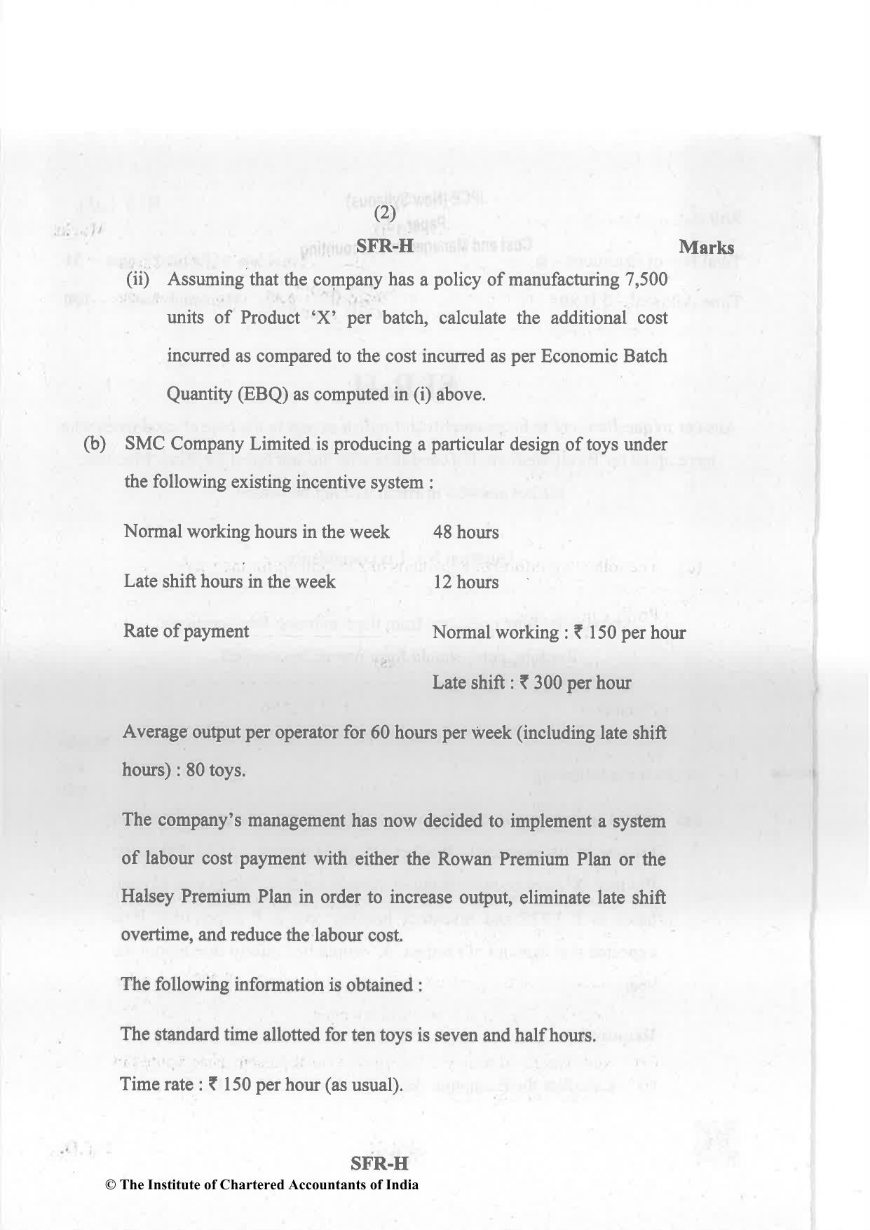 CA Inter May 2023 Question Paper - Paper 3 – Cost and Management Accounting - Page 2