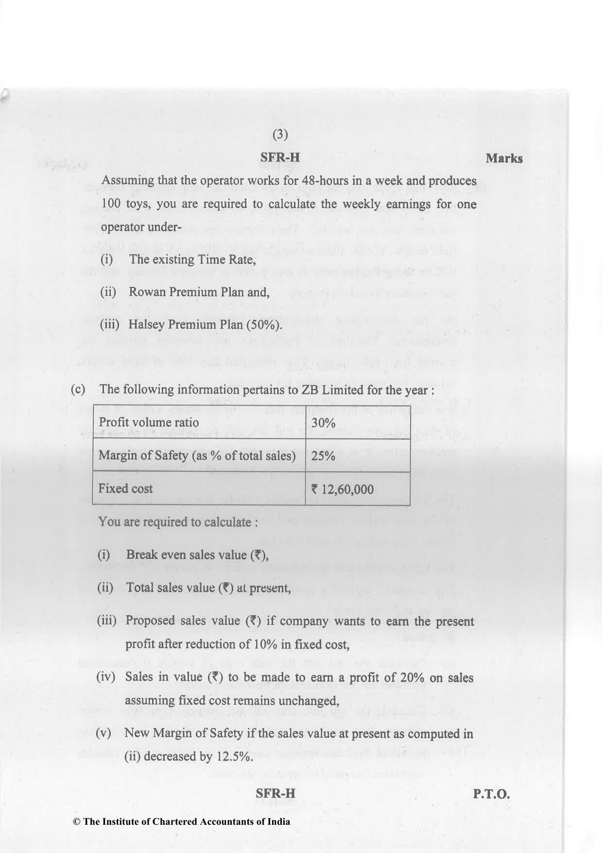 CA Inter May 2023 Question Paper - Paper 3 – Cost and Management Accounting - Page 3