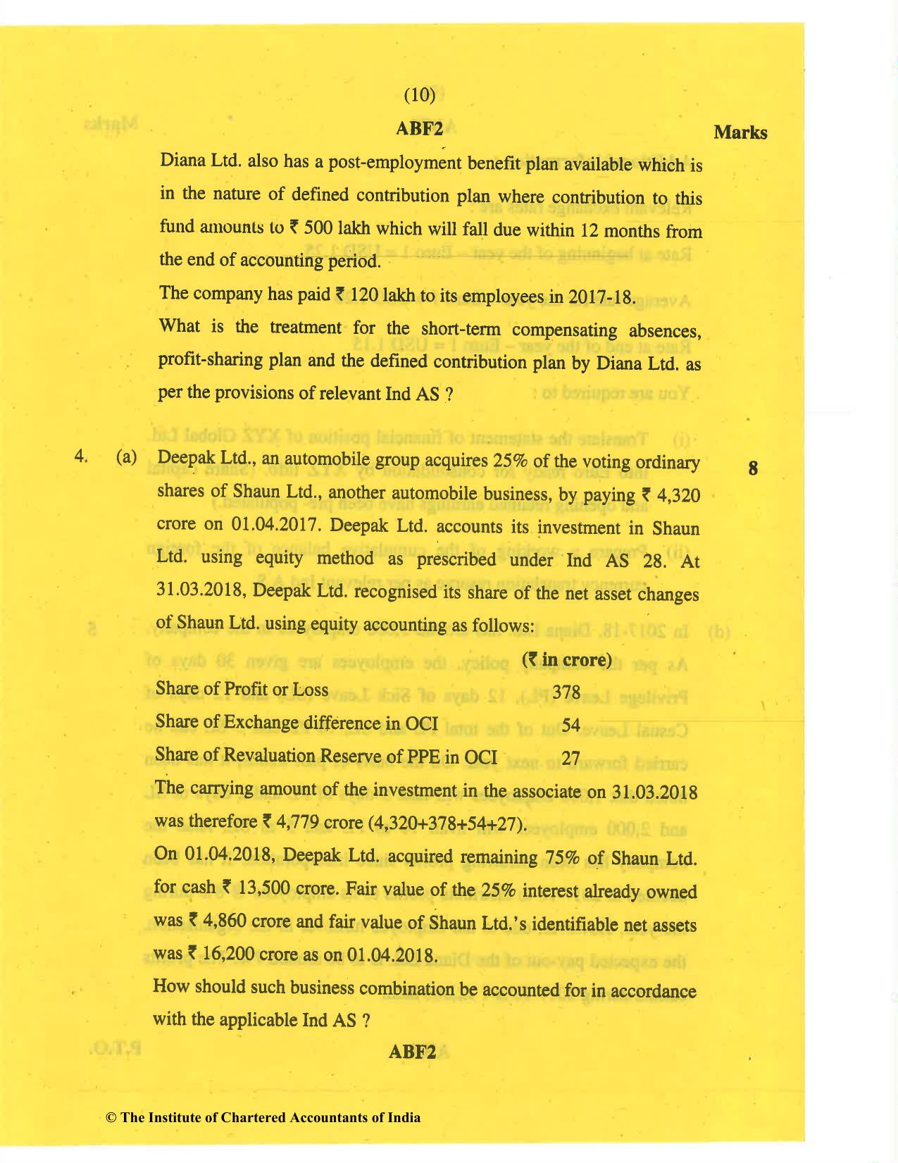 CA Final May 2019 Question Paper - Paper 1 – Financial Reporting - Page 10