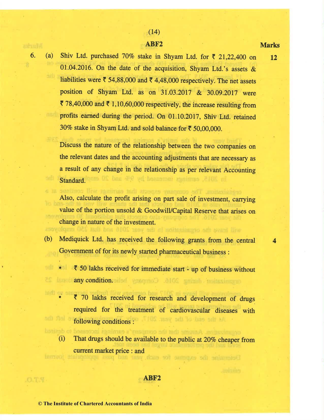 CA Final May 2019 Question Paper - Paper 1 – Financial Reporting - Page 14