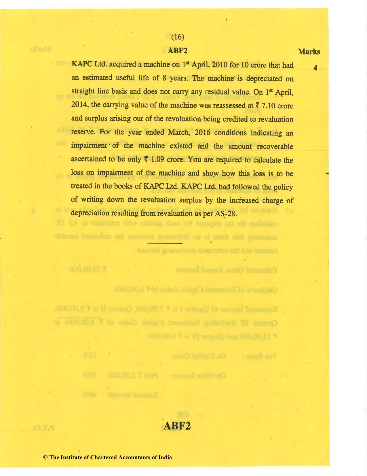 CA Final May 2019 Question Paper - Paper 1 – Financial Reporting - Page 16