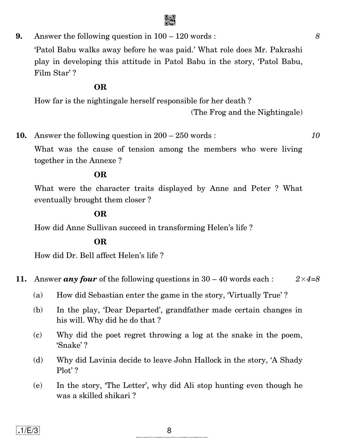 CBSE Class 10 1-C-3 English Communicative 2020 Compartment Question Paper - Page 8