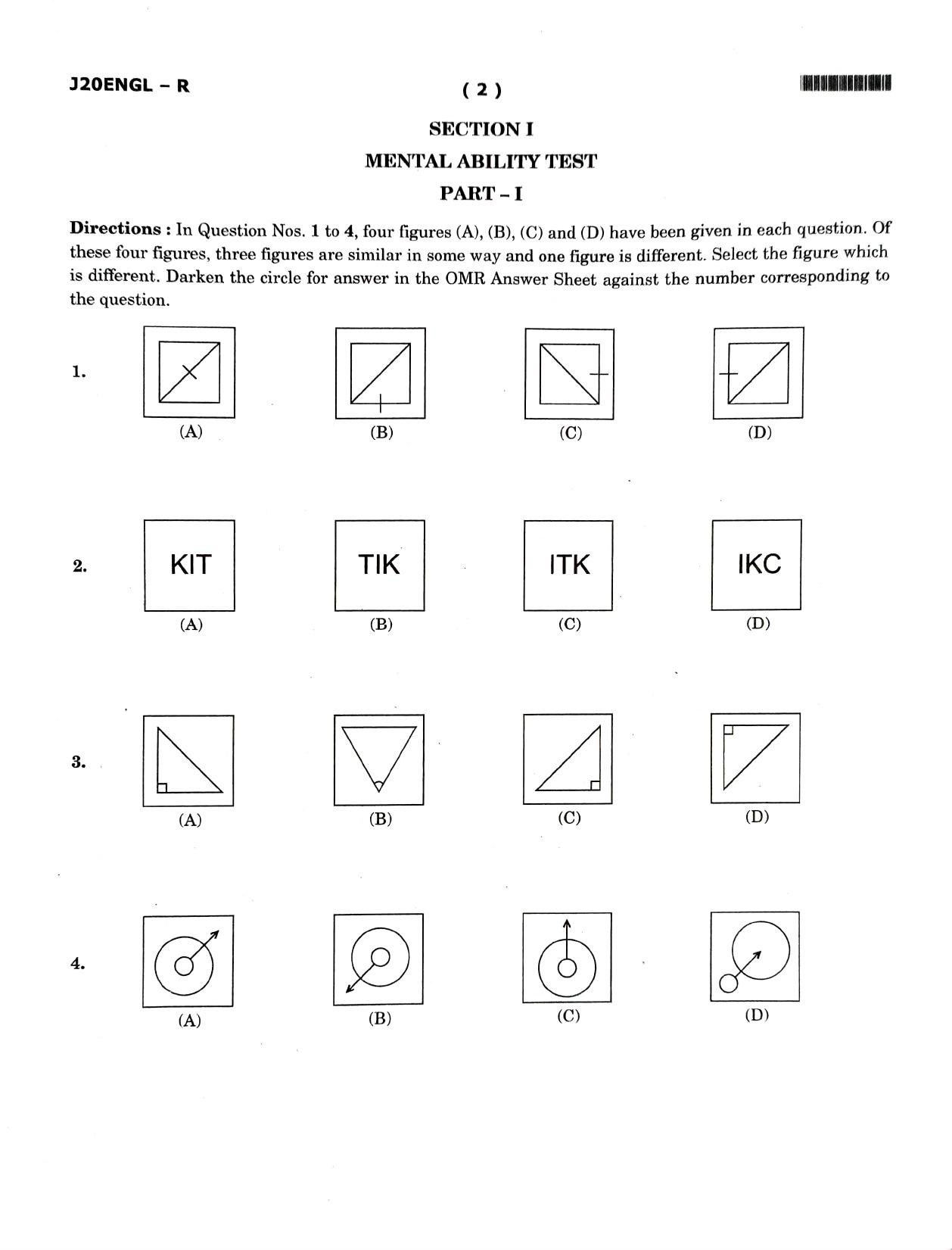 JNVST Class 6 2020 Question Paper with Solutions - Page 2