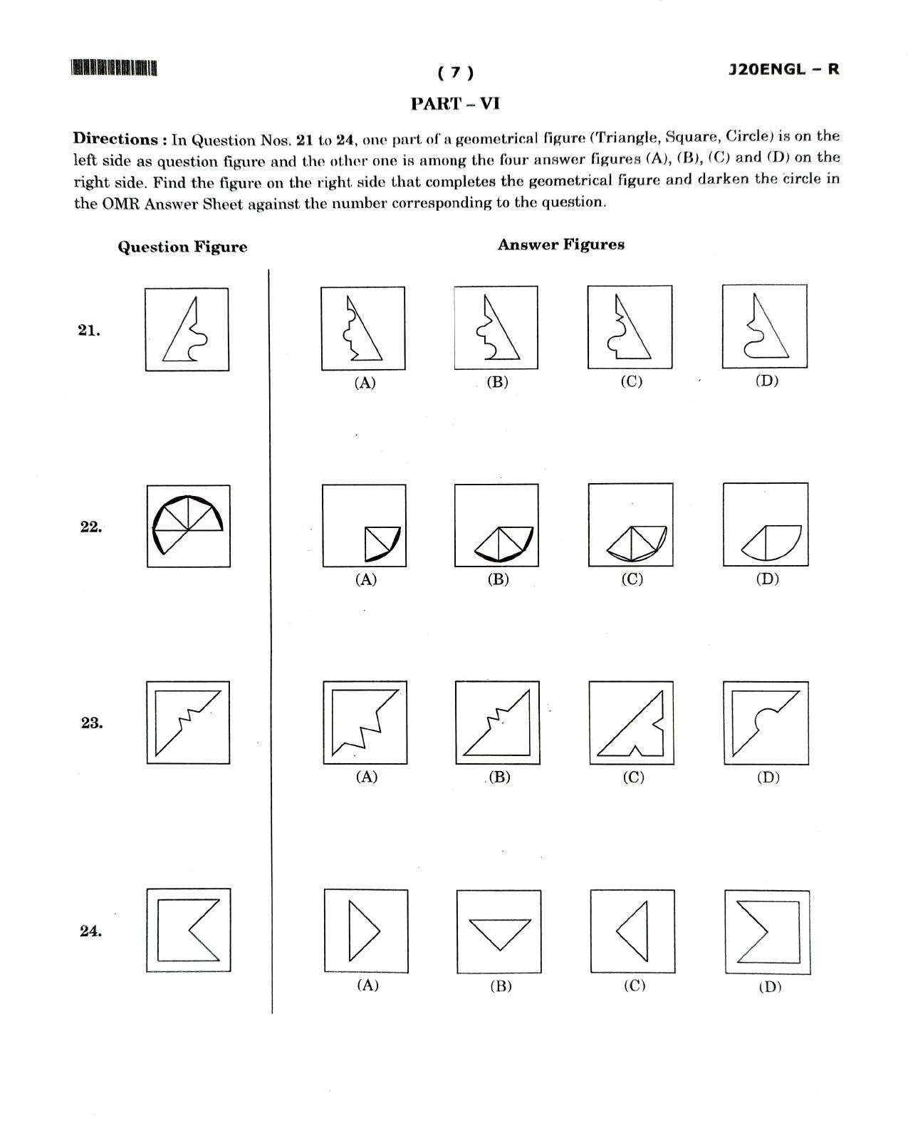 JNVST Class 6 2020 Question Paper with Solutions - Page 7