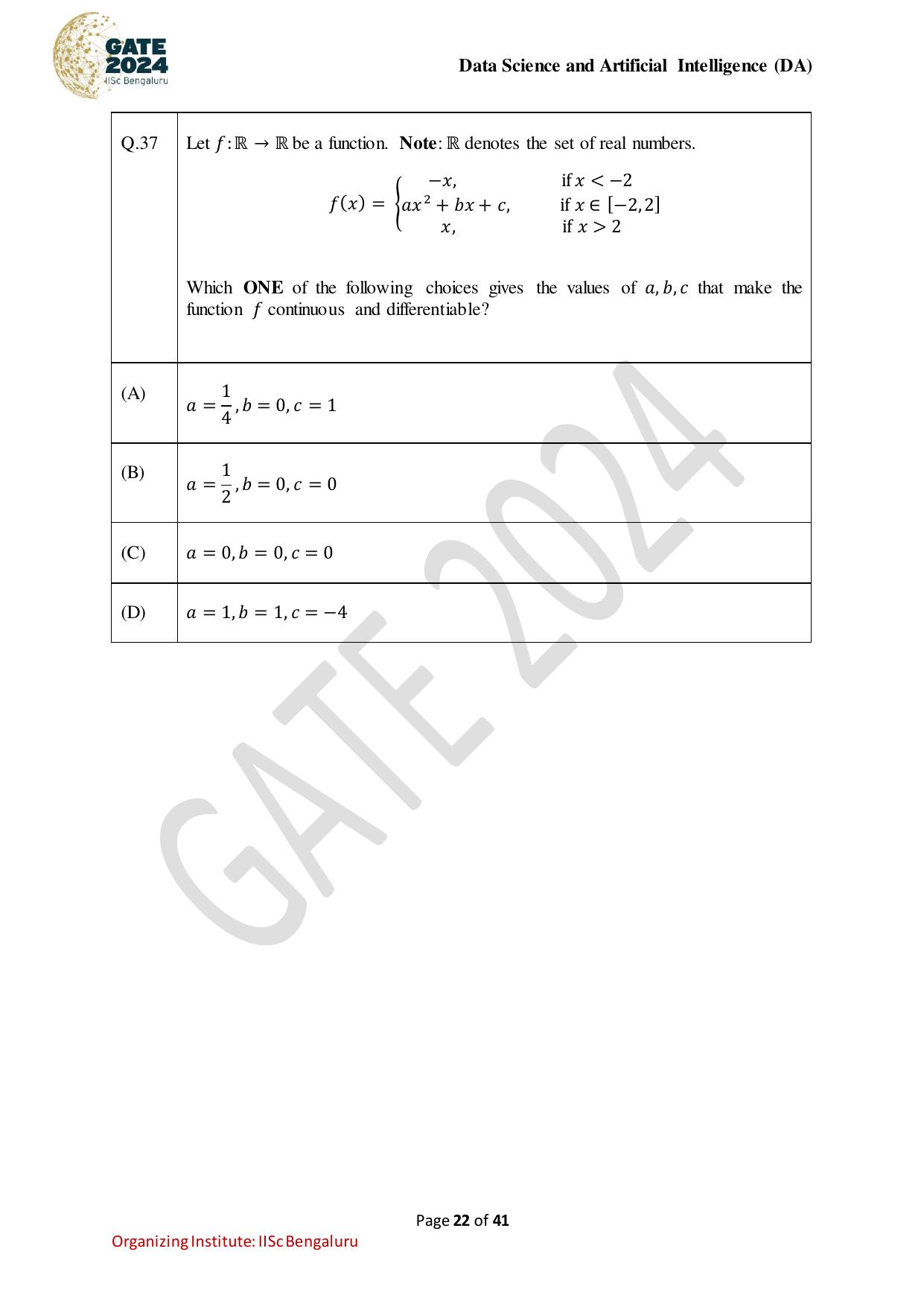 GATE 2024 Data Science and Artificial Intelligence (DA) Question Paper - Page 22