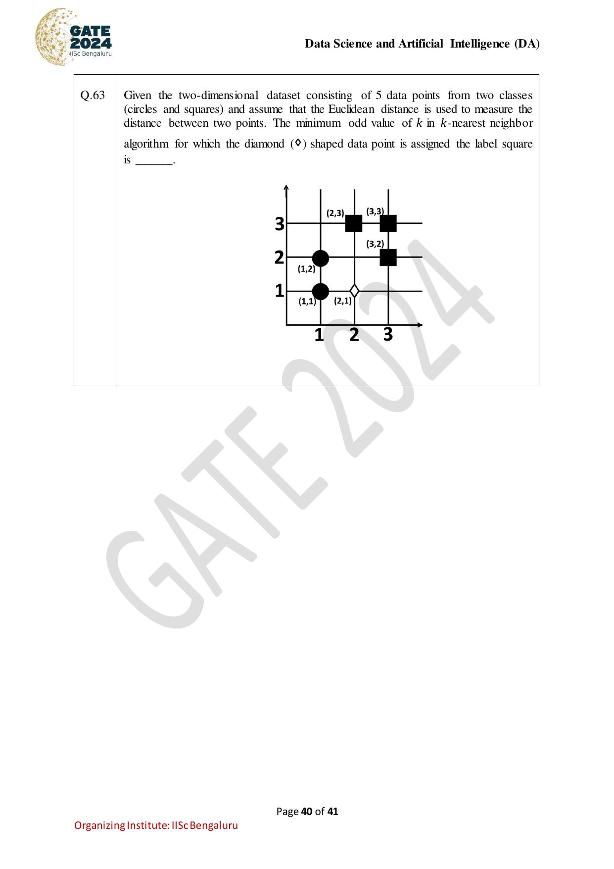 GATE 2024 Data Science and Artificial Intelligence (DA) Question Paper - Page 40