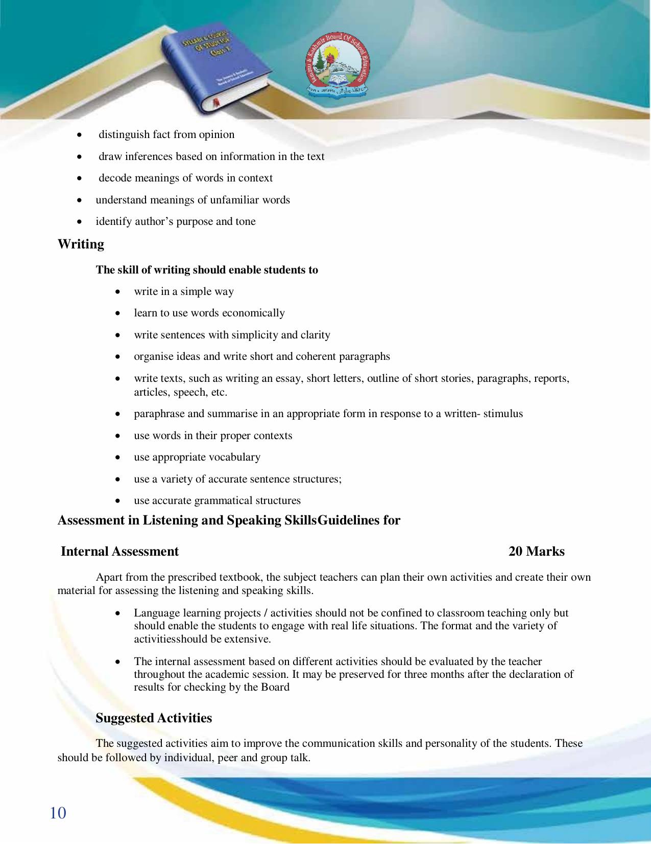 JKBOSE Class 10 Syllabus for JK & Ladakh (2024-25) - Page 11